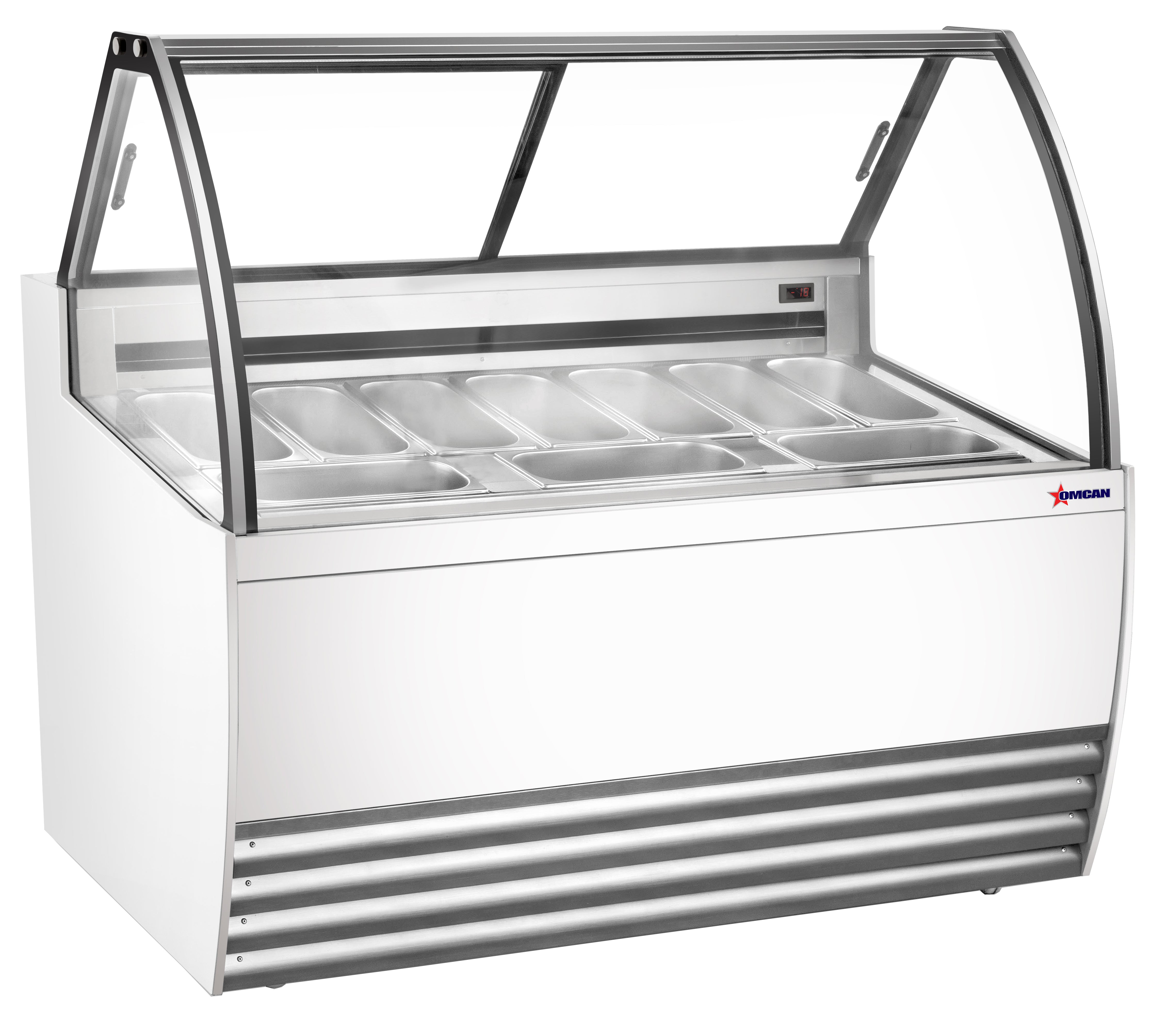 Omcan 47498 | 55" Wide White Curved Glass Gelato Display Case