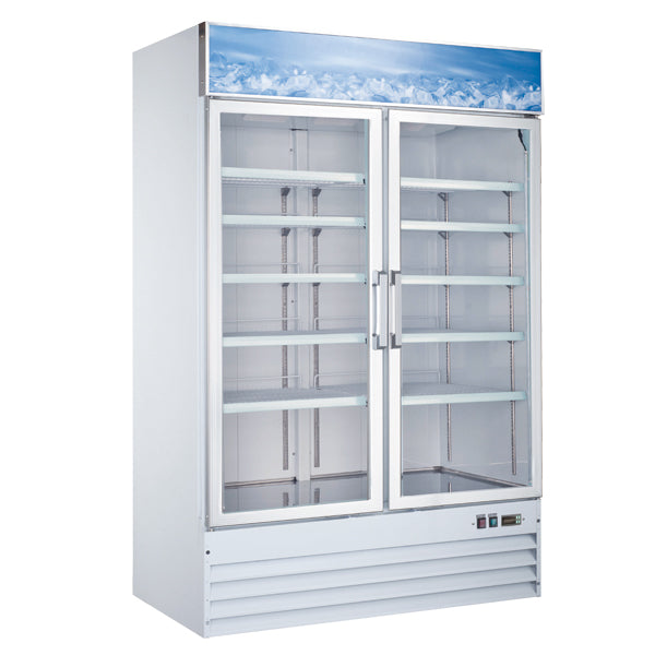 Omcan 50075 | 53" Wide 2 Swing Door Bottom Mount Merchandiser Freezer
