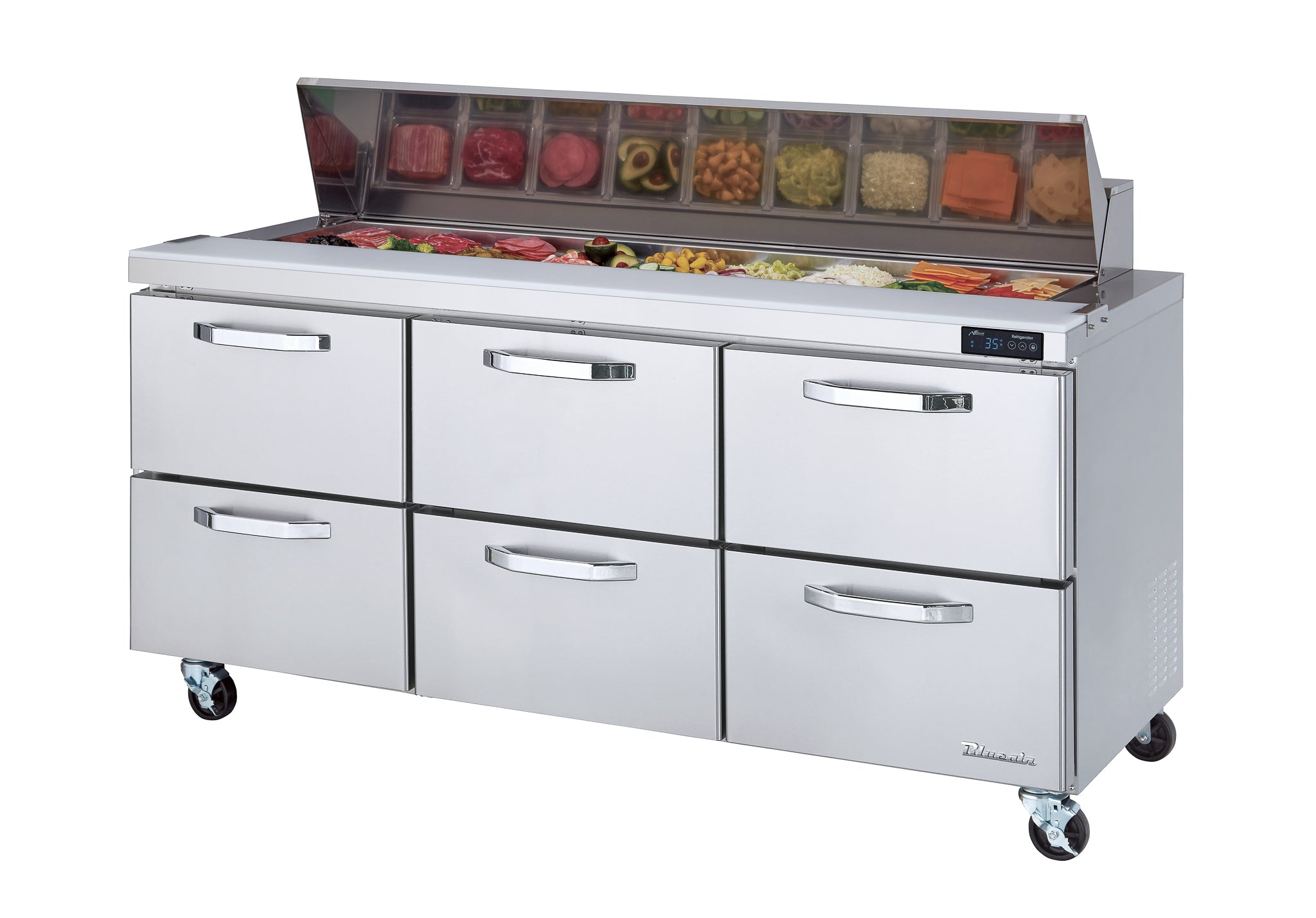 Blue Air BLPT72-D6-HC | 72" Wide 6 Drawer Sandwich Prep Table