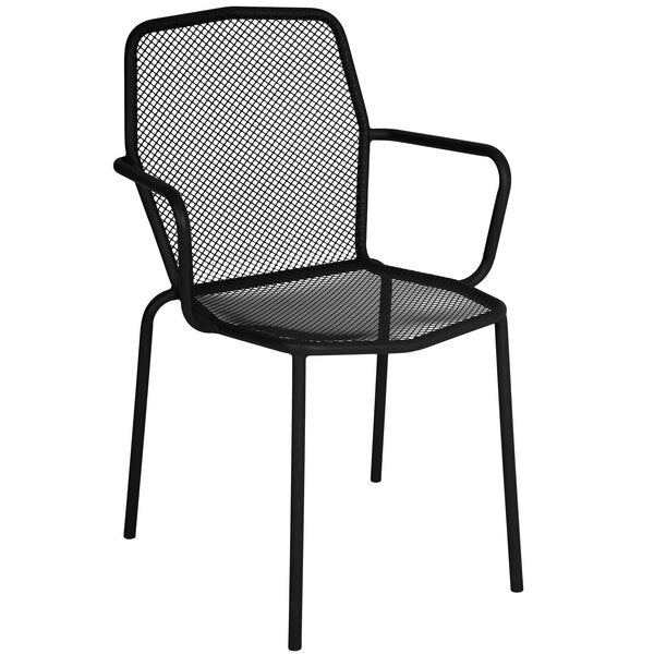 BFM Seating Avalon Black E-Coated Outdoor / Indoor Stackable Steel Chair