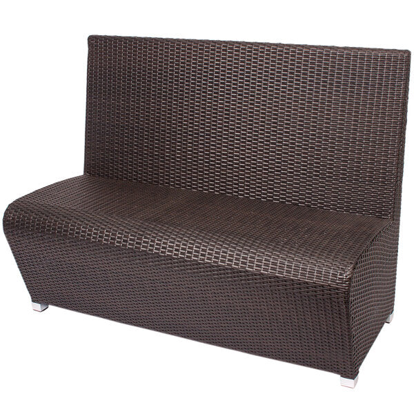 BFM Seating 48" Long Cancun Java Wicker Booth Bench