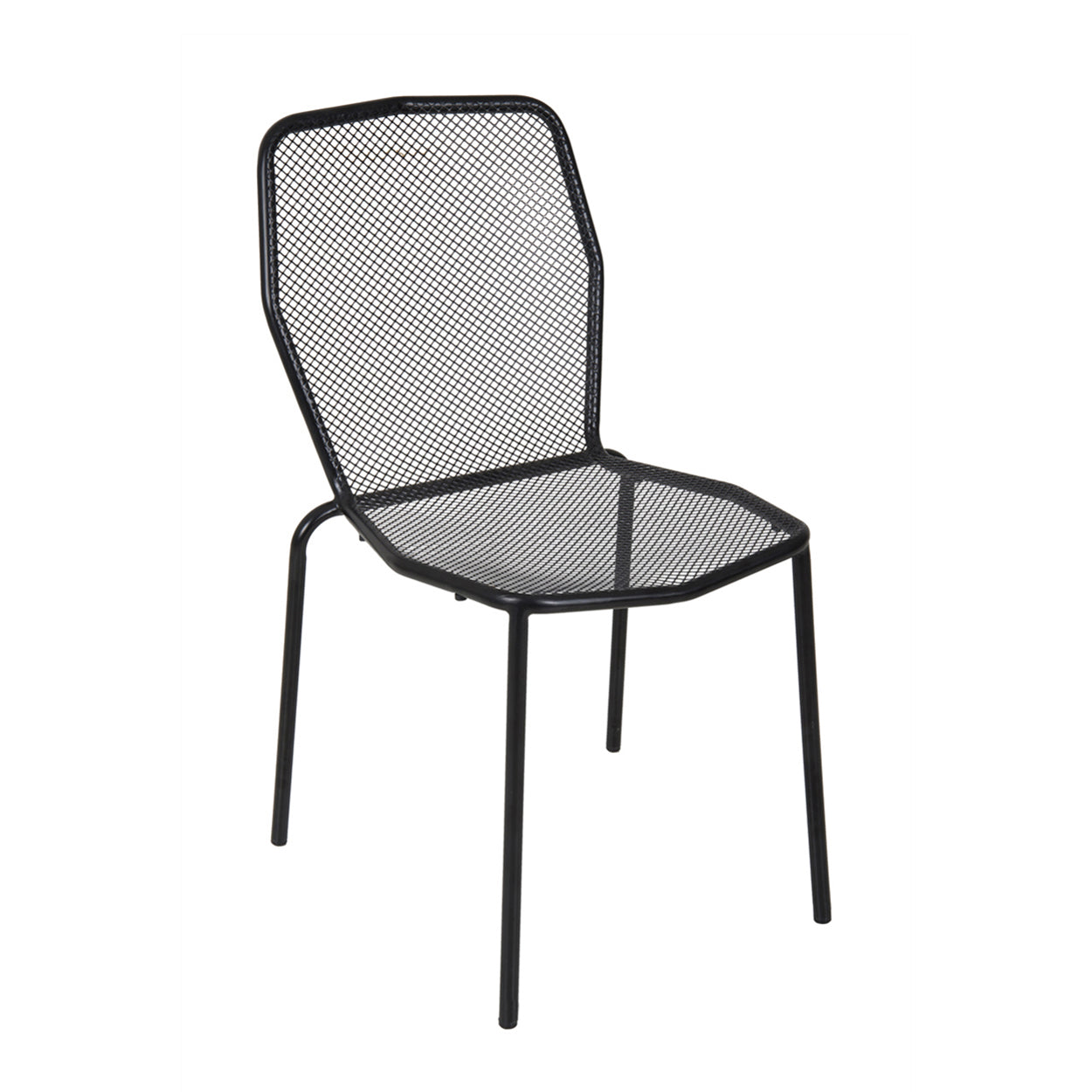 BFM Seating Avalon Black E-Coated Outdoor / Indoor Stackable Steel Chair