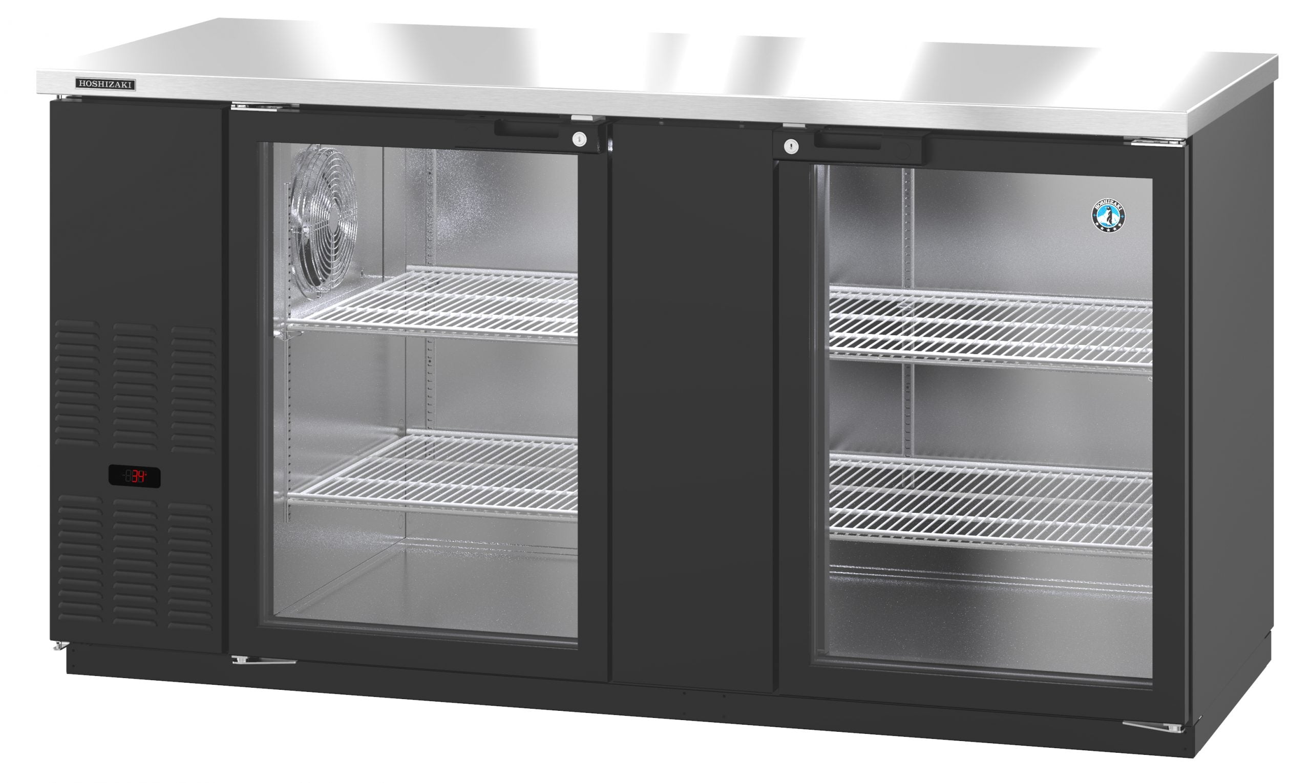 Hoshizaki BB69-G | 70" Wide 2 Glass Door Black Vinyl Back Bar