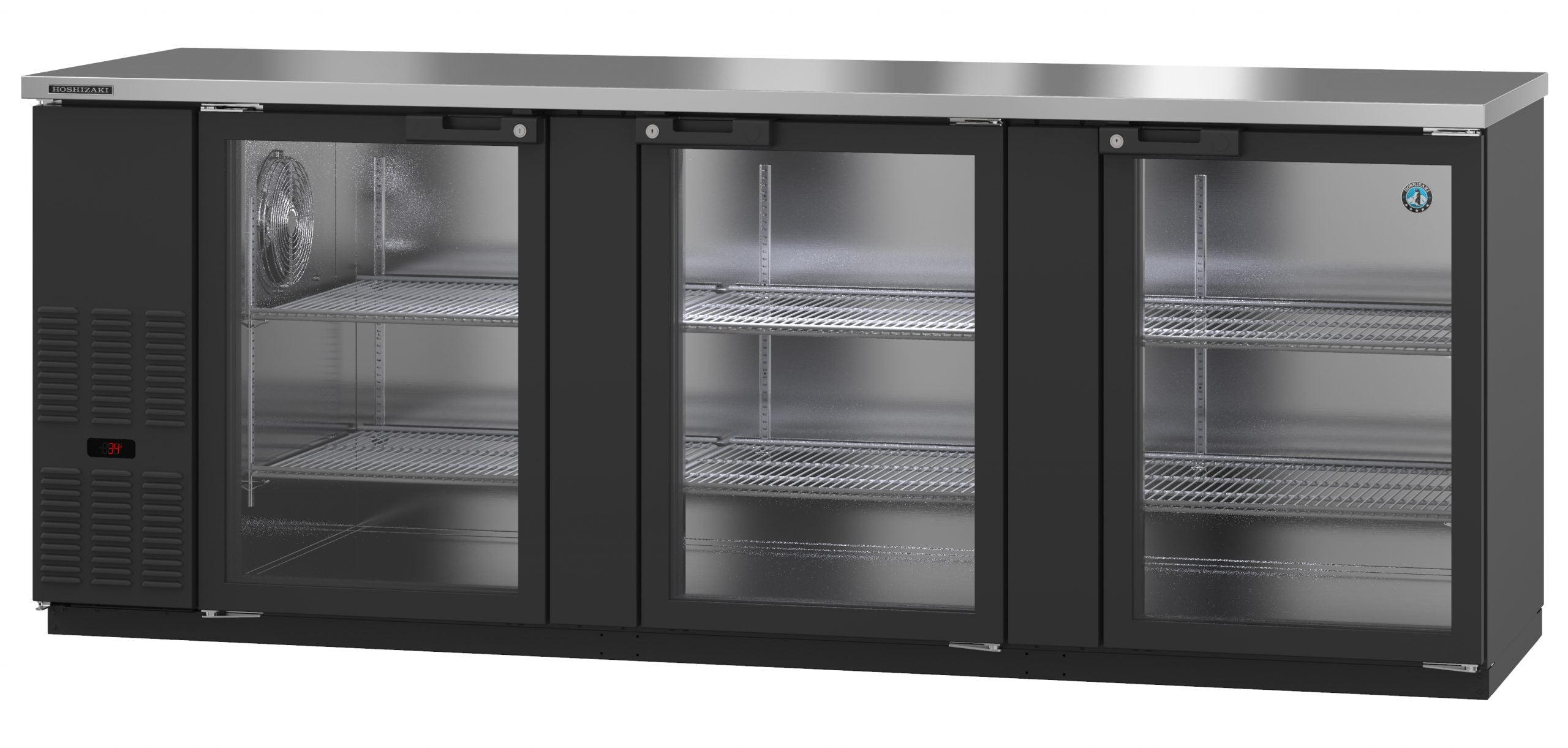 Hoshizaki BB95-G | 96" Wide 3 Glass Door Black Vinyl Back Bar