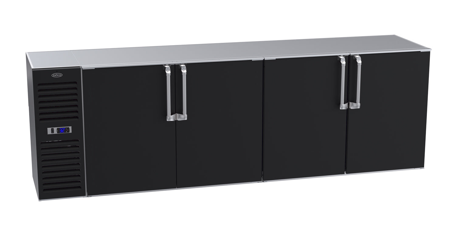 Krowne | 108" Wide 4 Door Self Contained Black Reach-In Back Bar