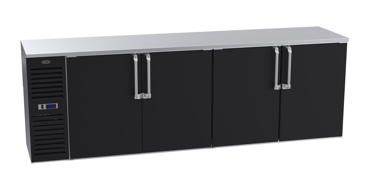 Krowne | 108" Wide 4 Door Self Contained Black Reach-In Back Bar