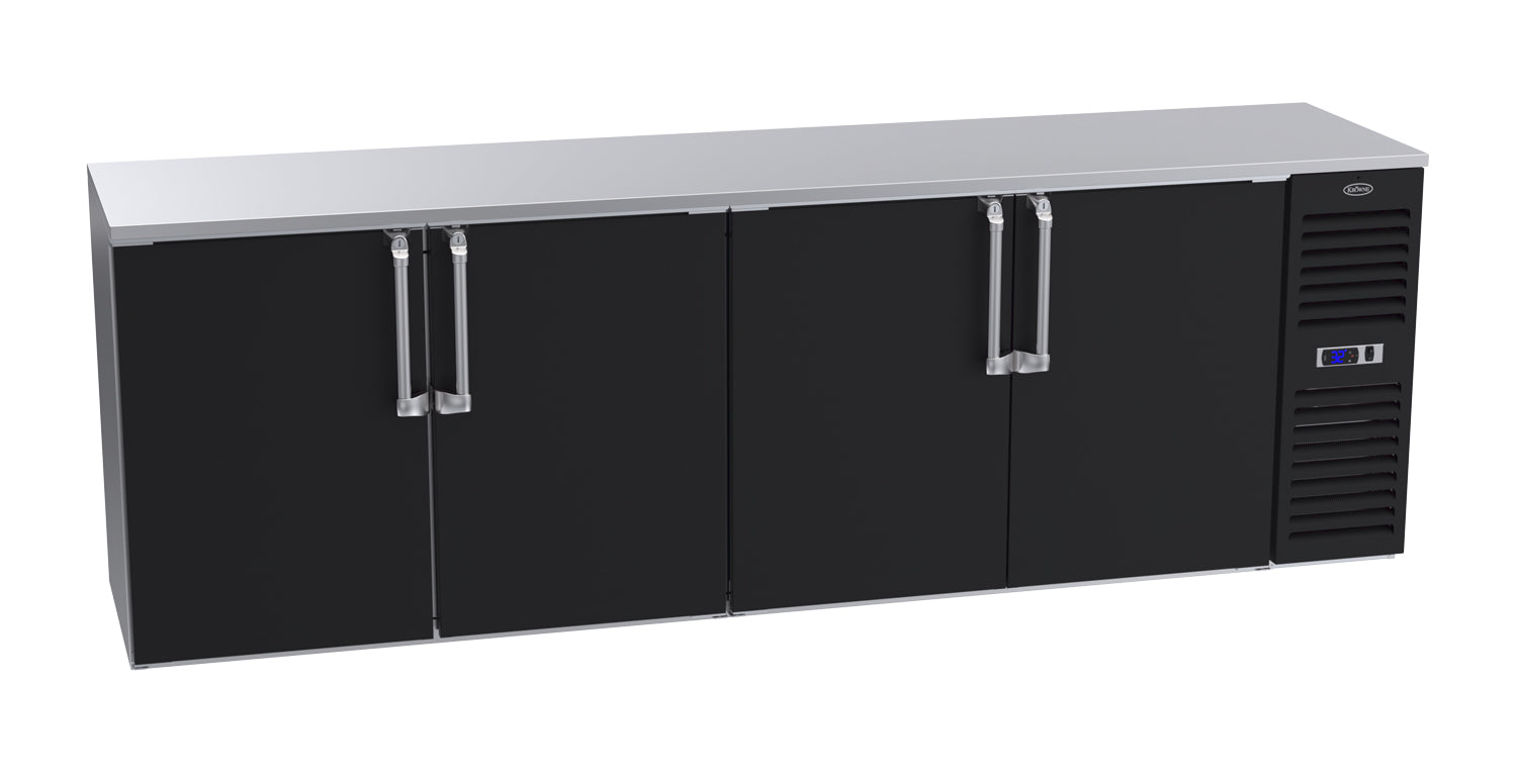 Krowne | 108" Wide 4 Door Self Contained Black Reach-In Back Bar