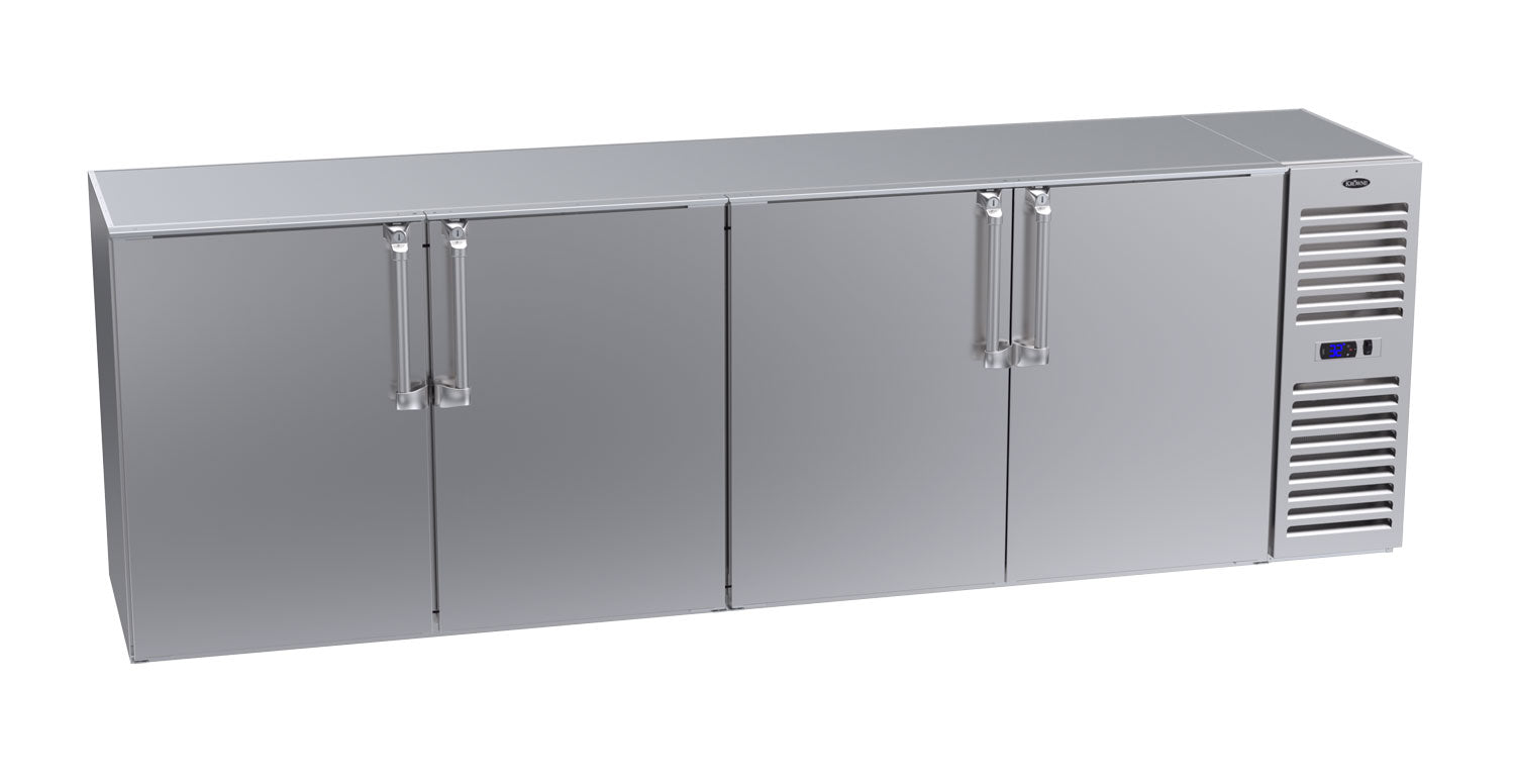 Krowne | 108" Wide 4 Door Self Contained Stainless Steel Reach-In Back Bar