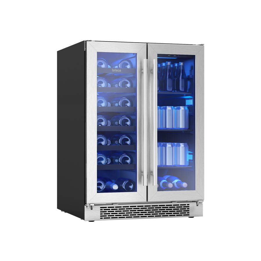 Zephyr BWB24C32AG | 24" Wide Brisas Dual Zone 64 Can/21 Bottle Beverage & Wine Fridge