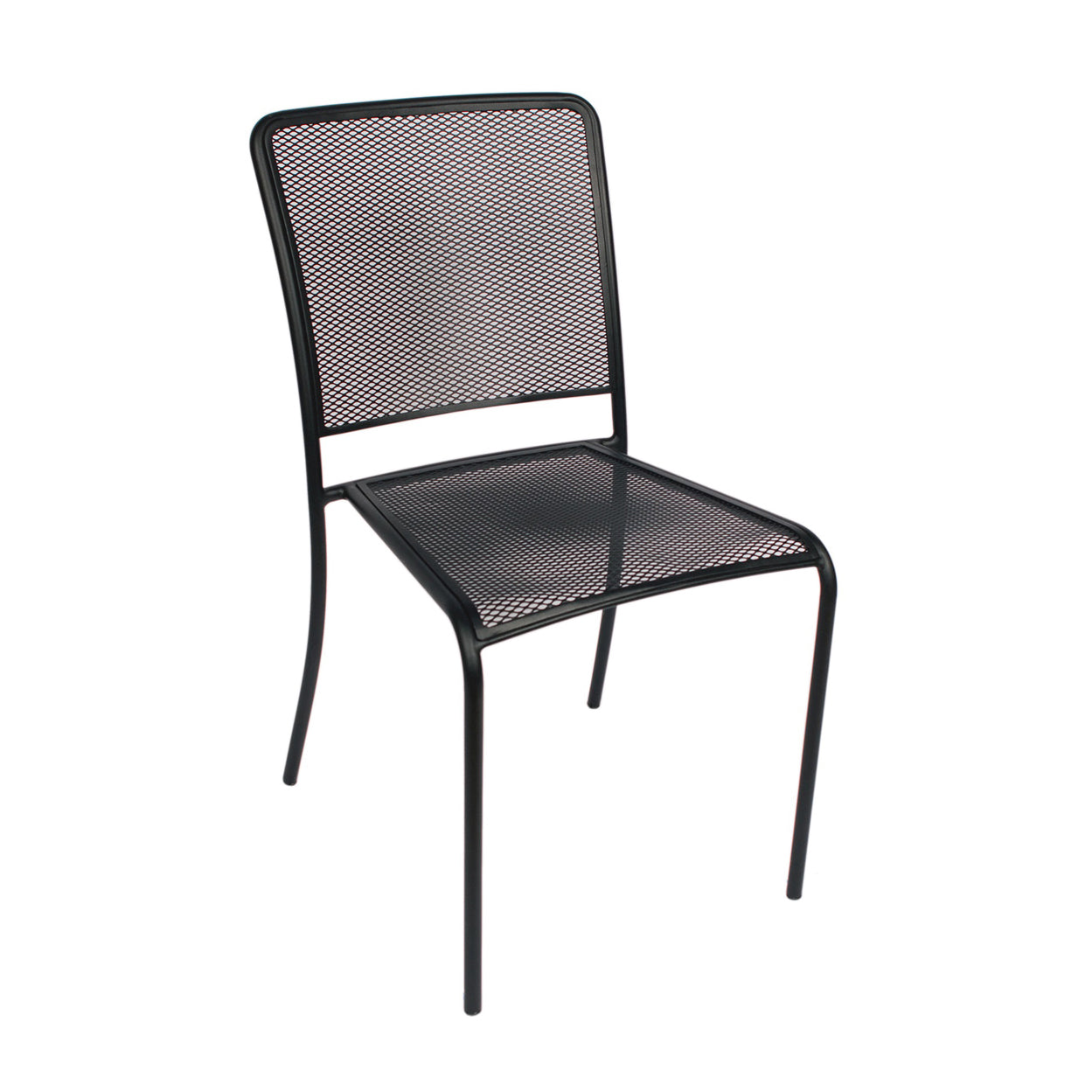 BFM Seating Chesapeake Black Outdoor / Indoor Stackable Steel Chair