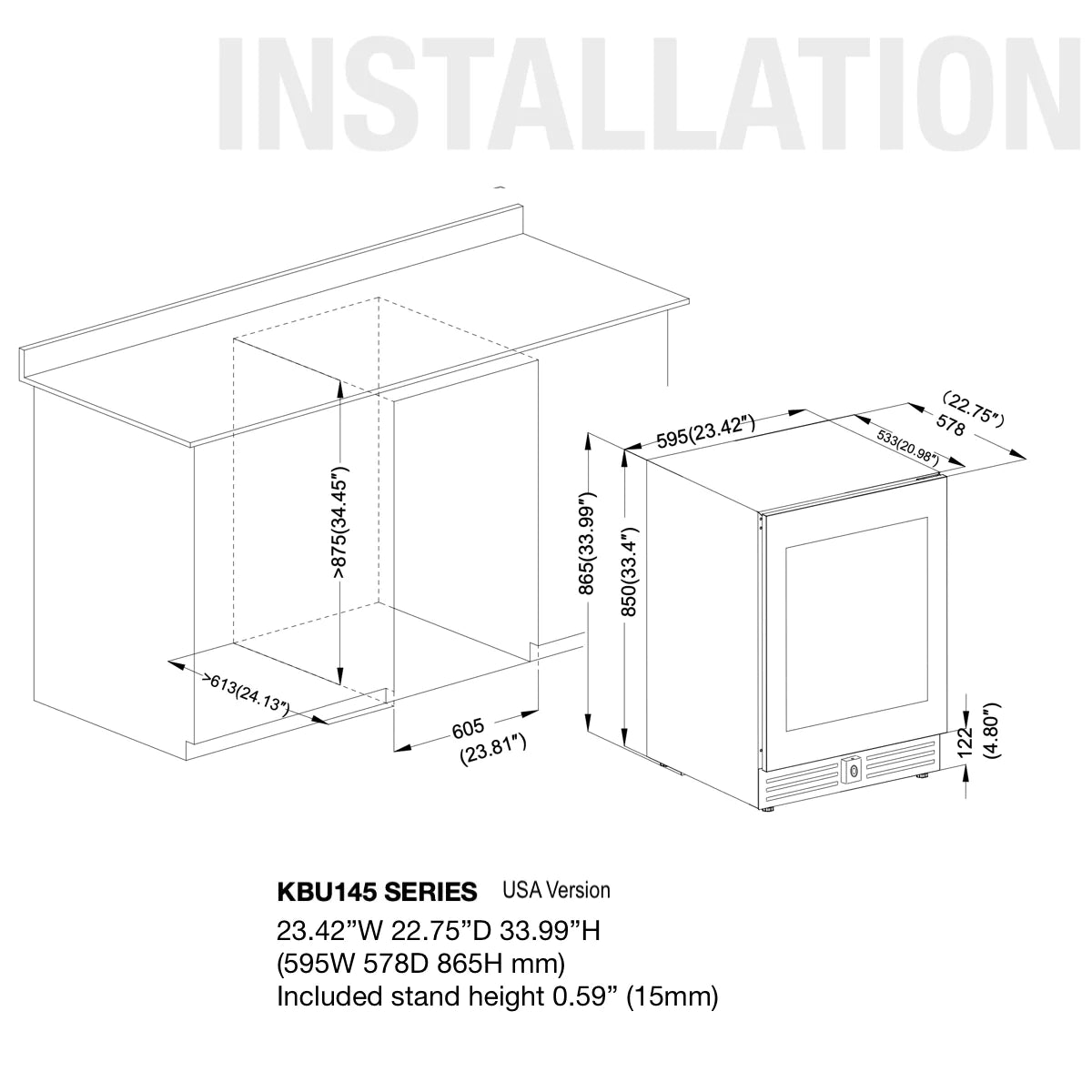 KingsBottle | 24" Wide Undercounter 161 Can Mini Fridge