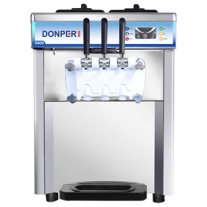 Donper D600 | 25" Wide Countertop Dual Flavor Self-Contained Soft Serve Machine w/ Twist