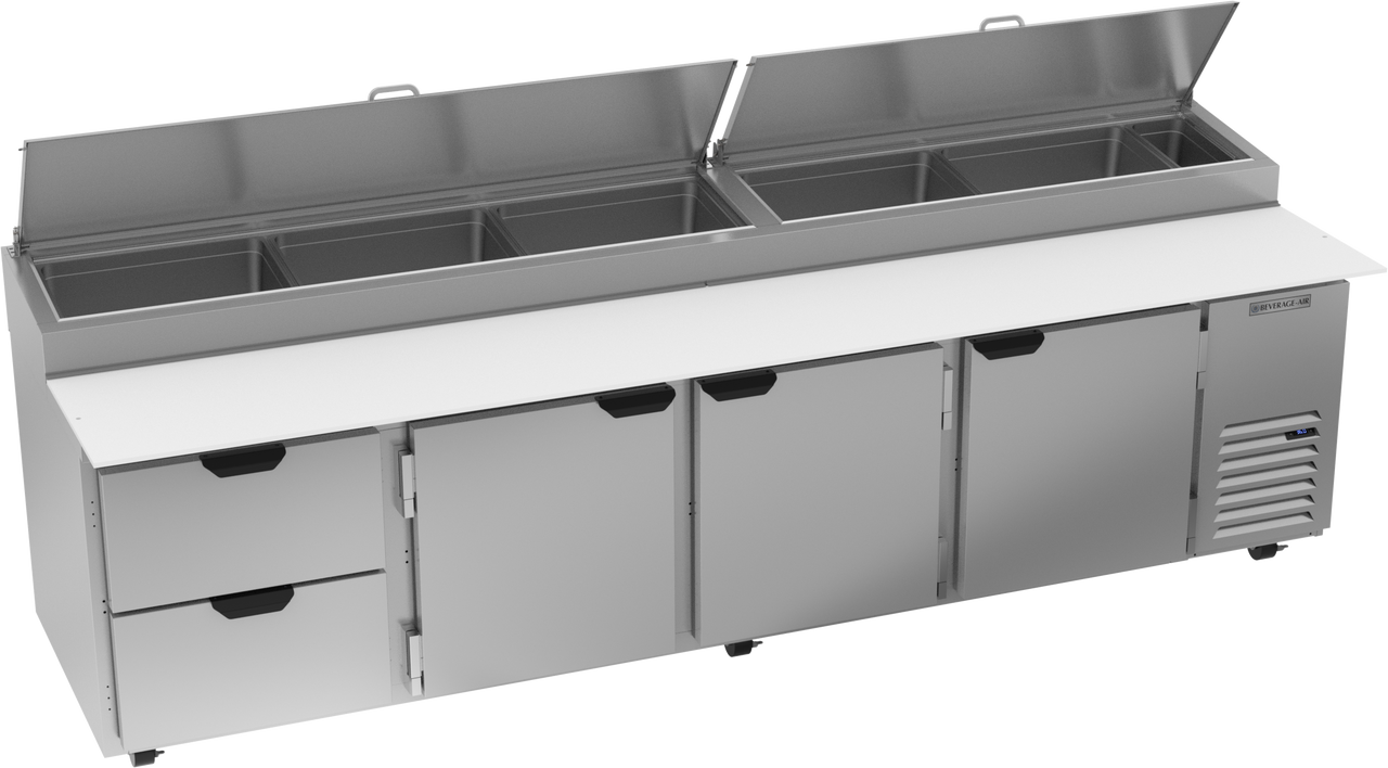 Beverage Air DPD119HC-2 | 119" Wide 2 Drawer Pizza Prep Table