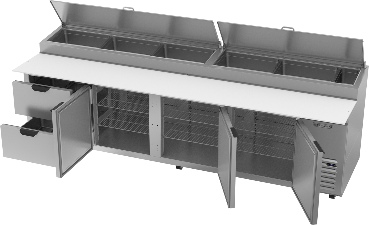 Beverage Air DPD119HC-2 | 119" Wide 2 Drawer Pizza Prep Table