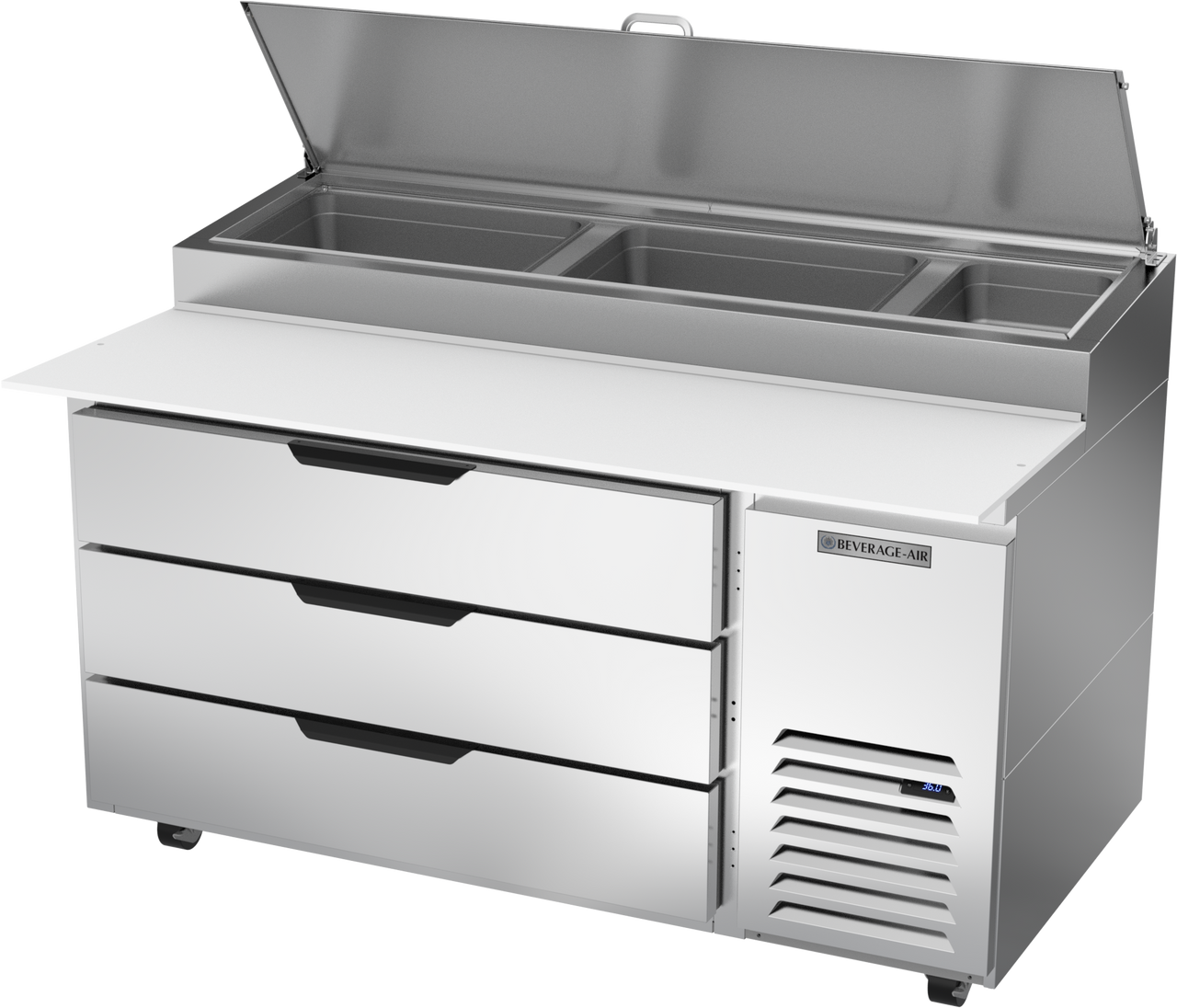 Beverage Air DPD60HC-3 | 60" Wide 3 Drawer Pizza Prep Table