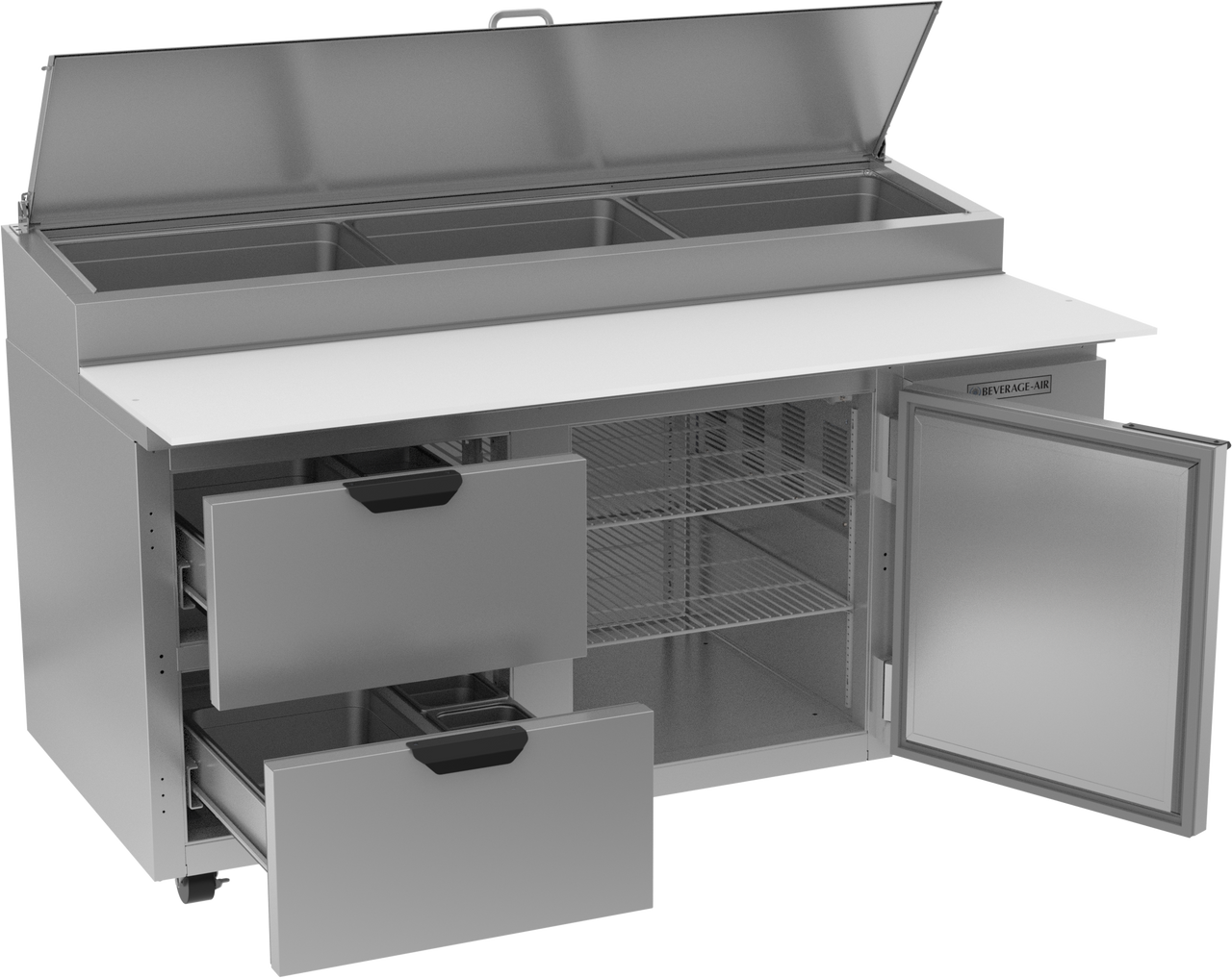 Beverage Air DPD67HC-2 | 67" Wide 2 Drawer Pizza Prep Table