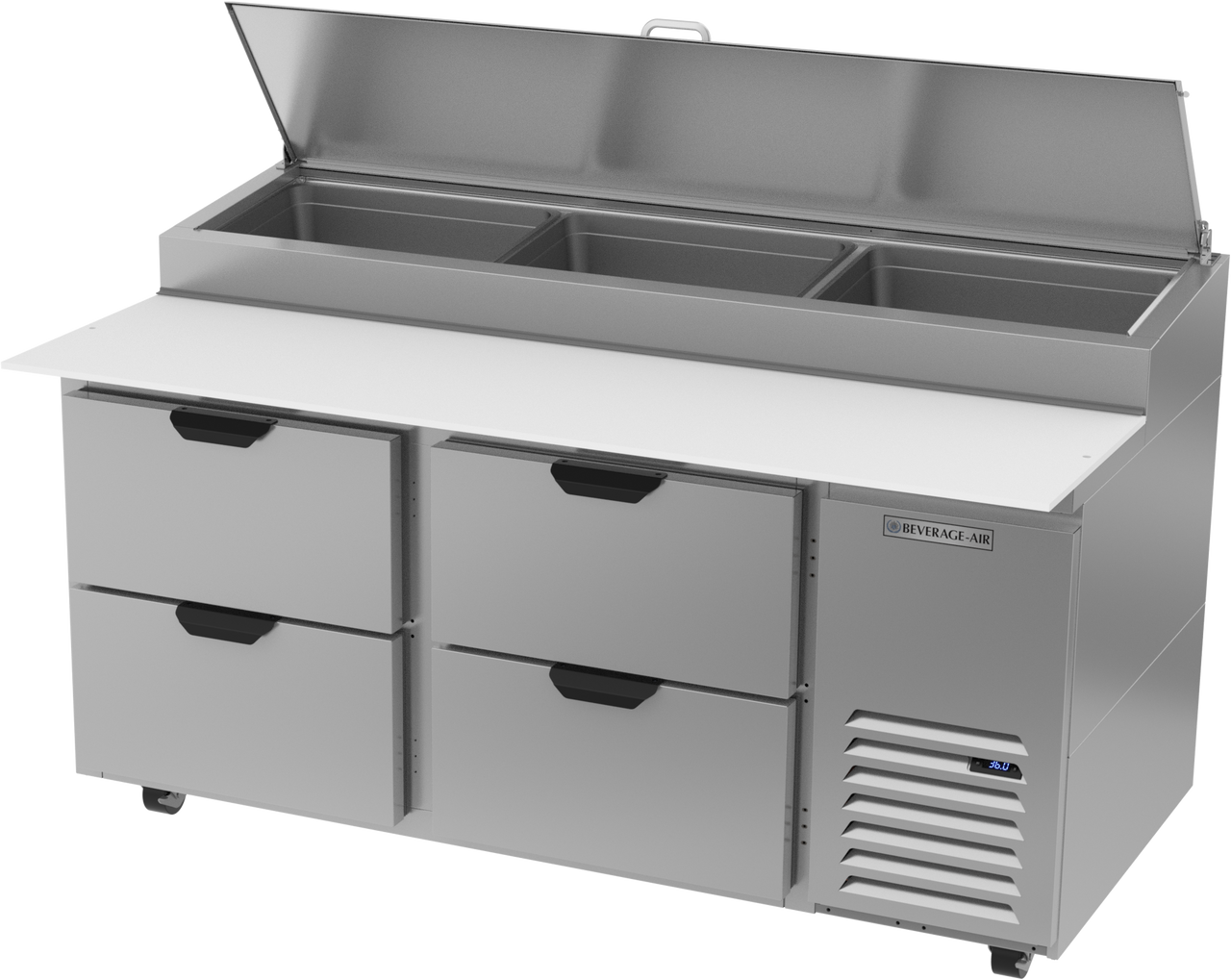 Beverage Air DPD67HC-4 | 67" Wide 4 Drawer Pizza Prep Table