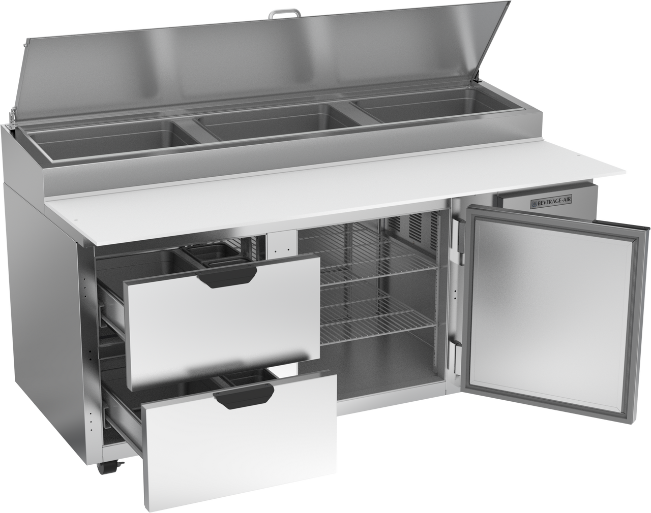 Beverage Air DPD72HC-2 | 72" Wide 2 Drawer Pizza Prep Table