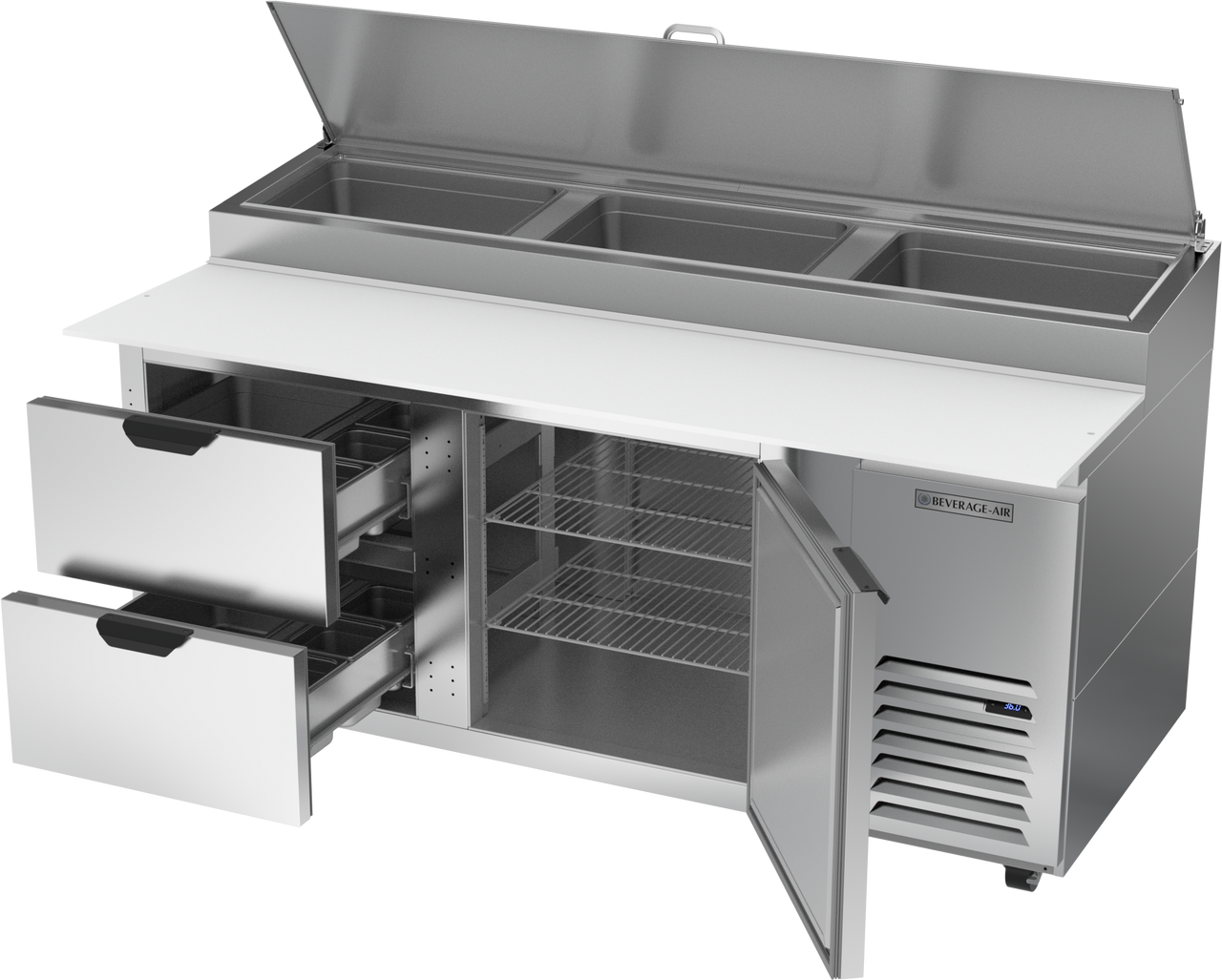 Beverage Air DPD72HC-2 | 72" Wide 2 Drawer Pizza Prep Table