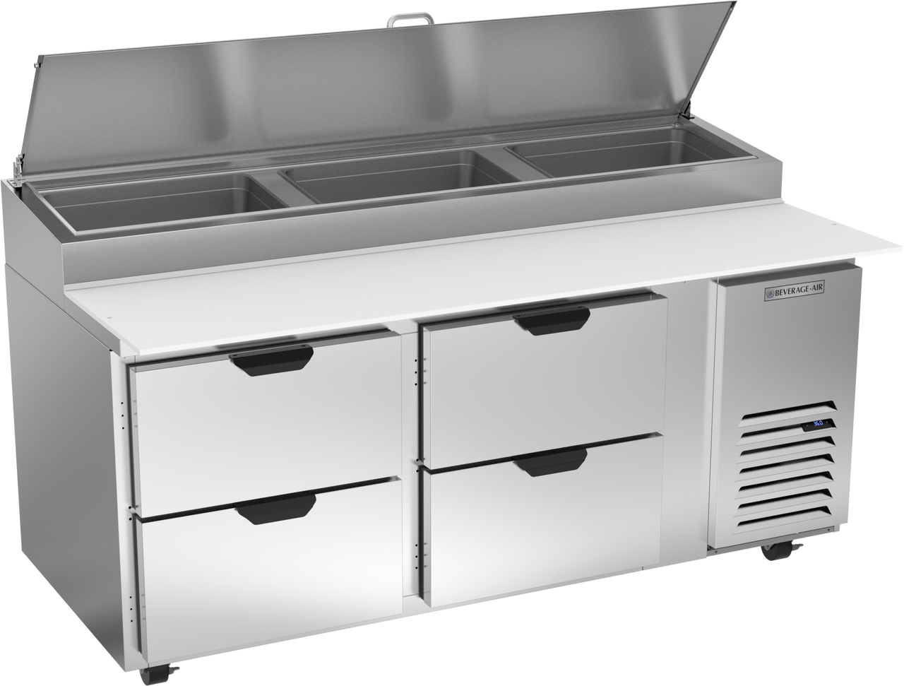 Beverage Air DPD72HC-4 | 72" Wide 4 Drawer Pizza Prep Table