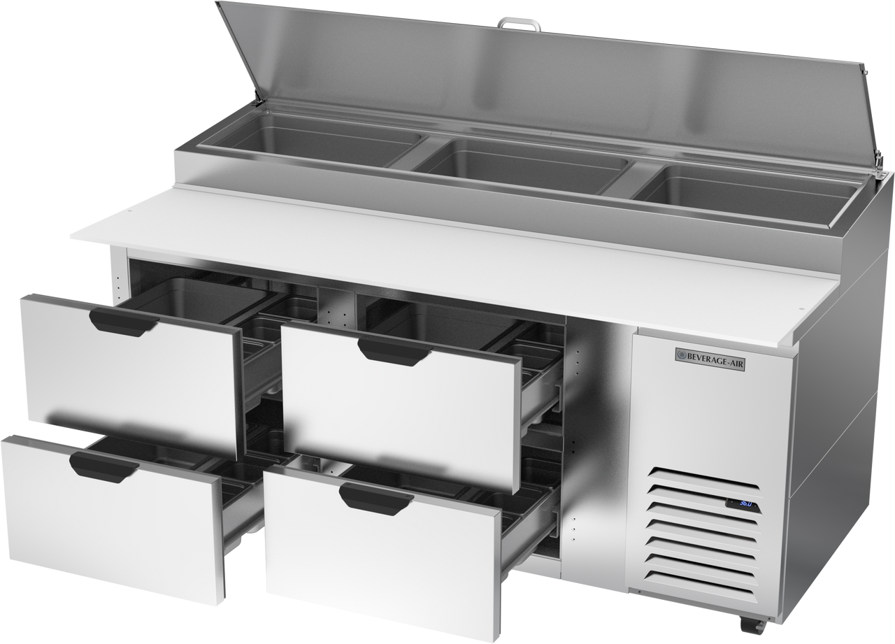 Beverage Air DPD72HC-4 | 72" Wide 4 Drawer Pizza Prep Table