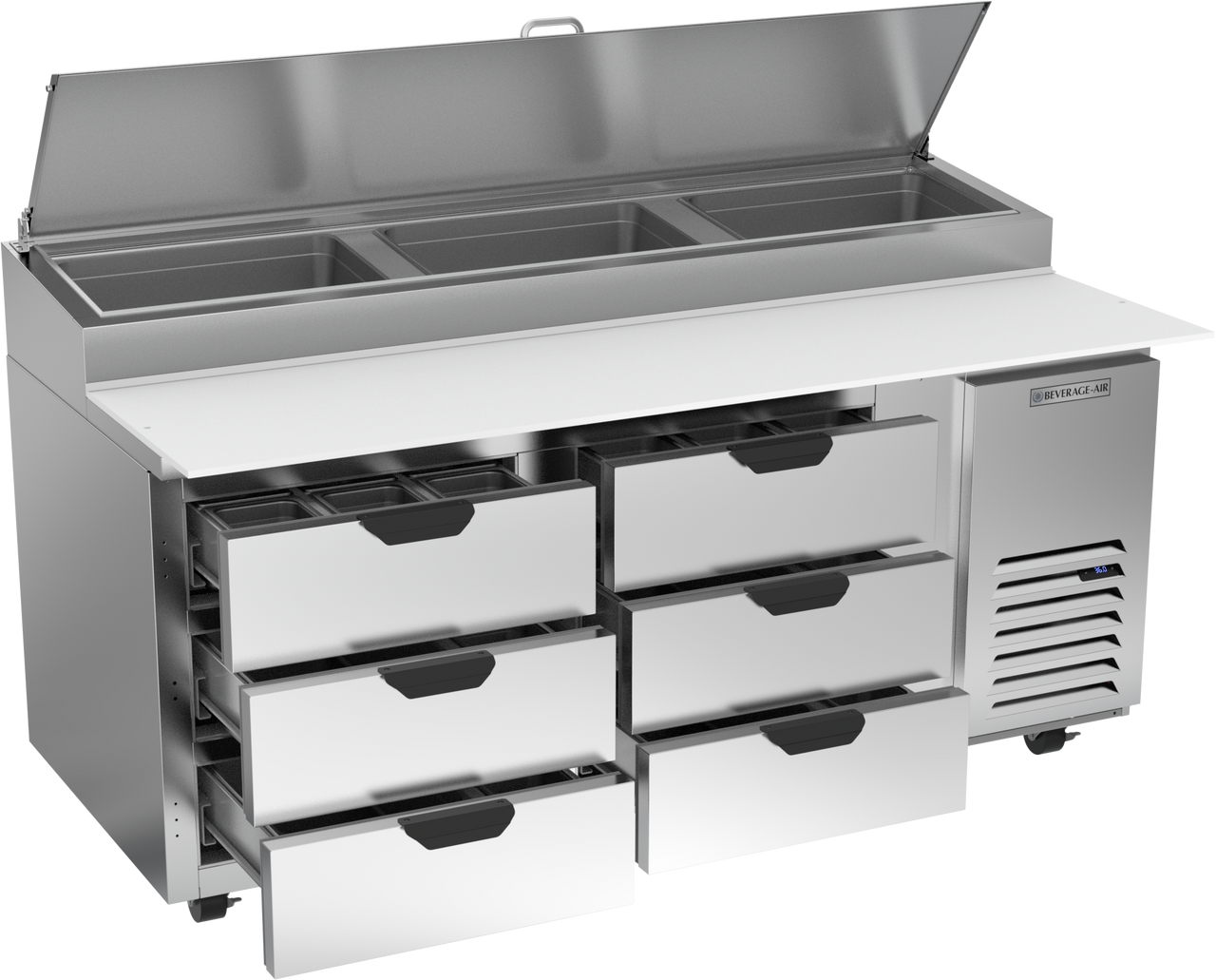 Beverage Air DPD72HC-6 | 72" Wide 6 Drawer Pizza Prep Table