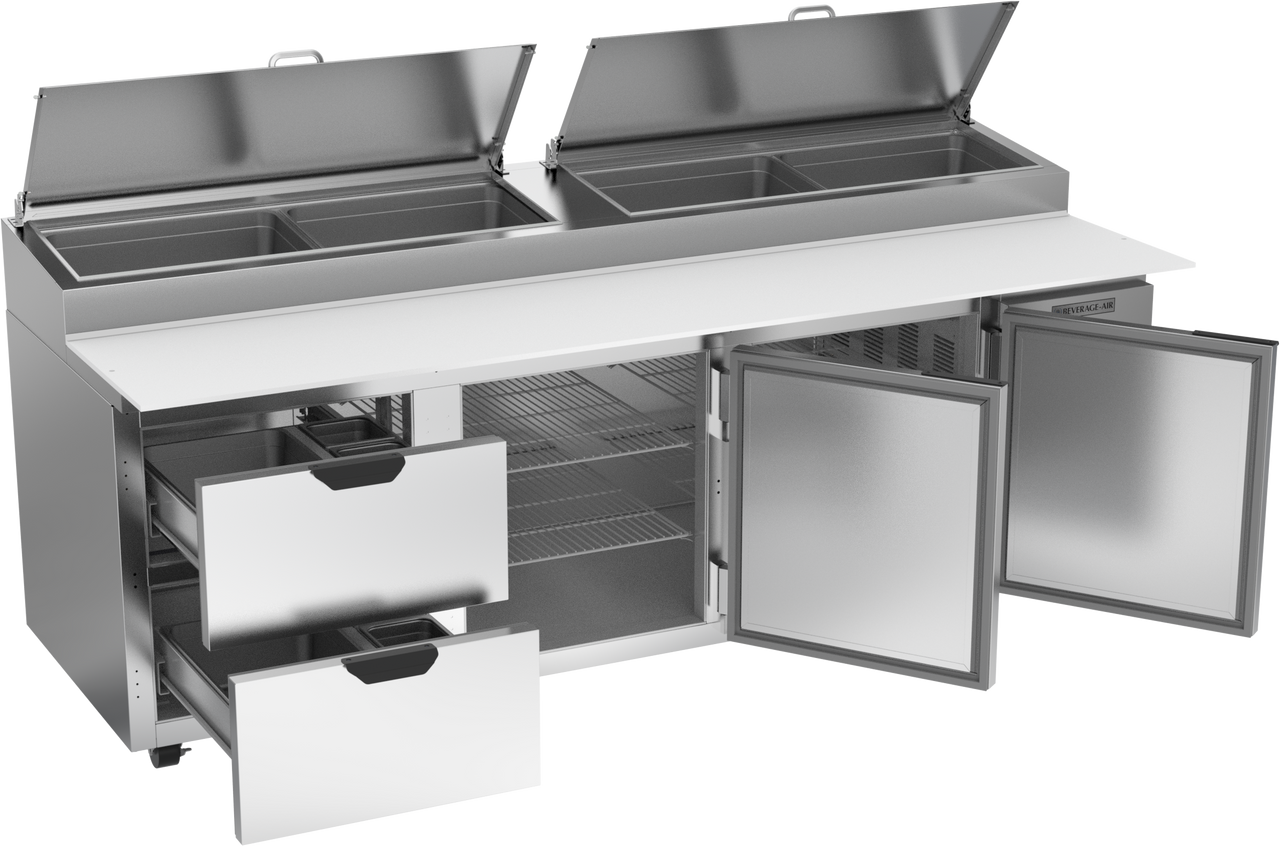 Beverage Air DPD93HC-2 | 93" Wide 2 Drawer Pizza Prep Table