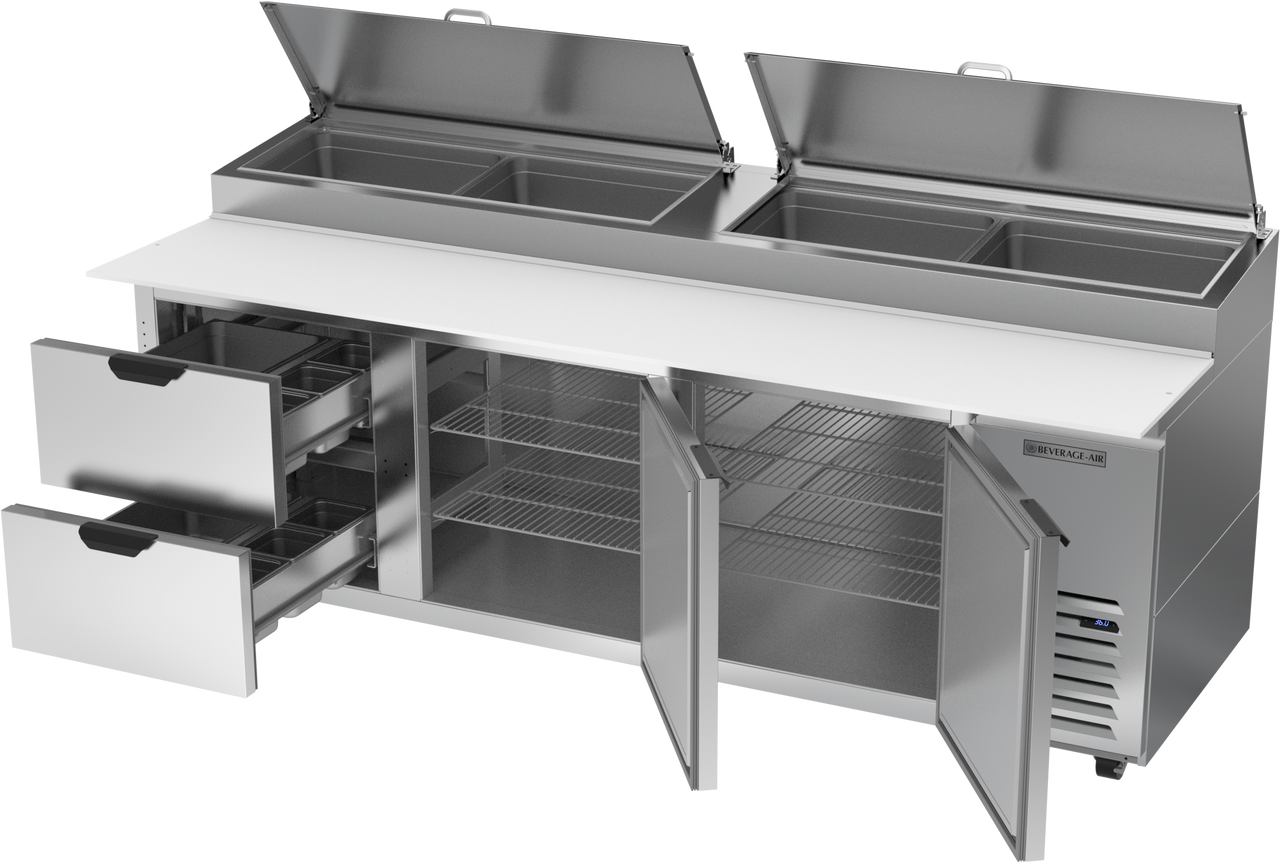 Beverage Air DPD93HC-2 | 93" Wide 2 Drawer Pizza Prep Table