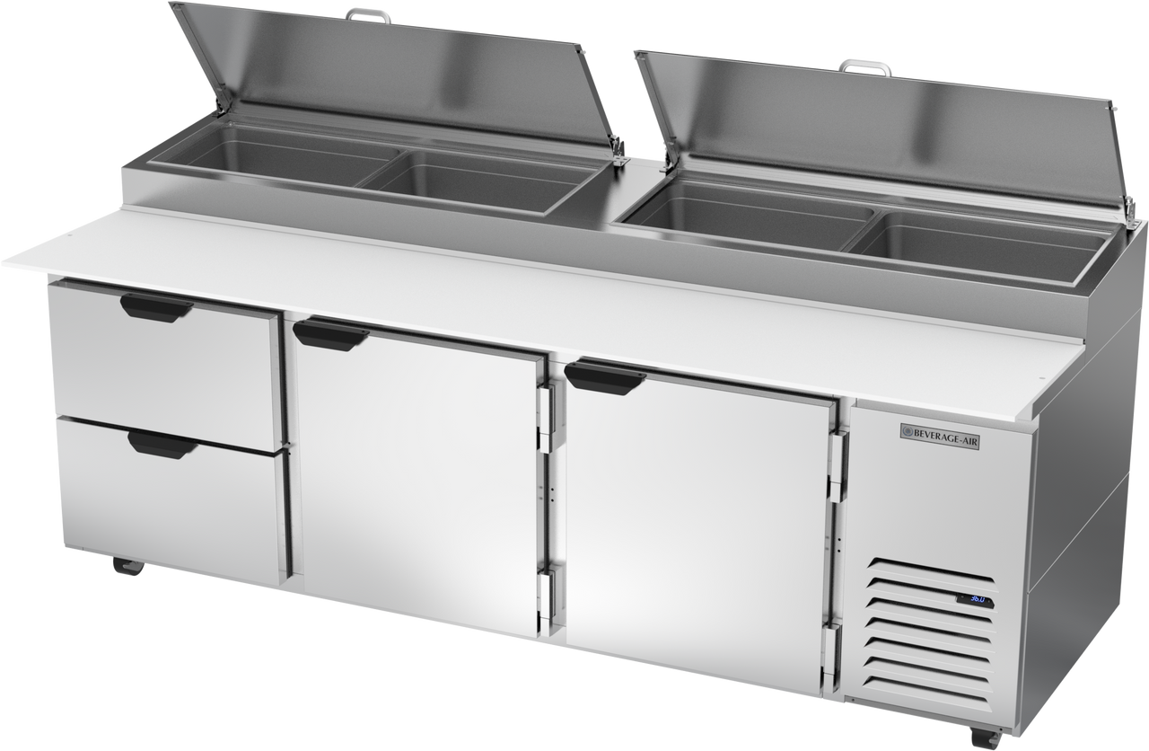 Beverage Air DPD93HC-2 | 93" Wide 2 Drawer Pizza Prep Table