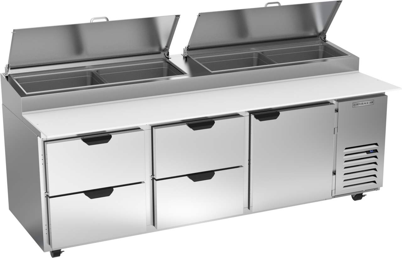 Beverage Air DPD93HC-4 | 93" Wide 4 Drawer Pizza Prep Table