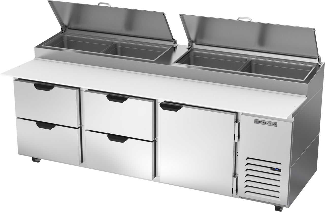 Beverage Air DPD93HC-4 | 93" Wide 4 Drawer Pizza Prep Table