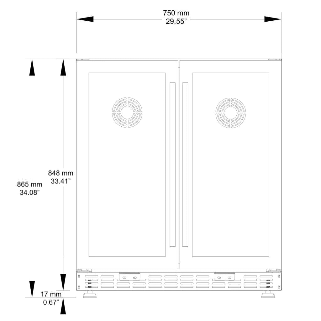 KingsBottle | 30" Wide Dual Zone Undercounter 58 Can/31 Bottle Beverage Fridge