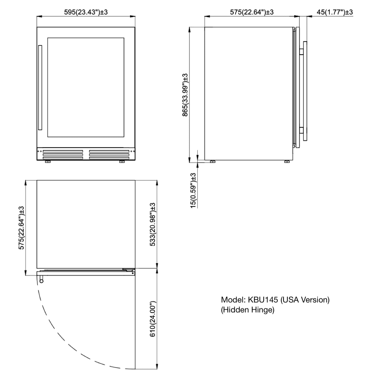 KingsBottle | 24" Wide Undercounter 161 Can Mini Fridge