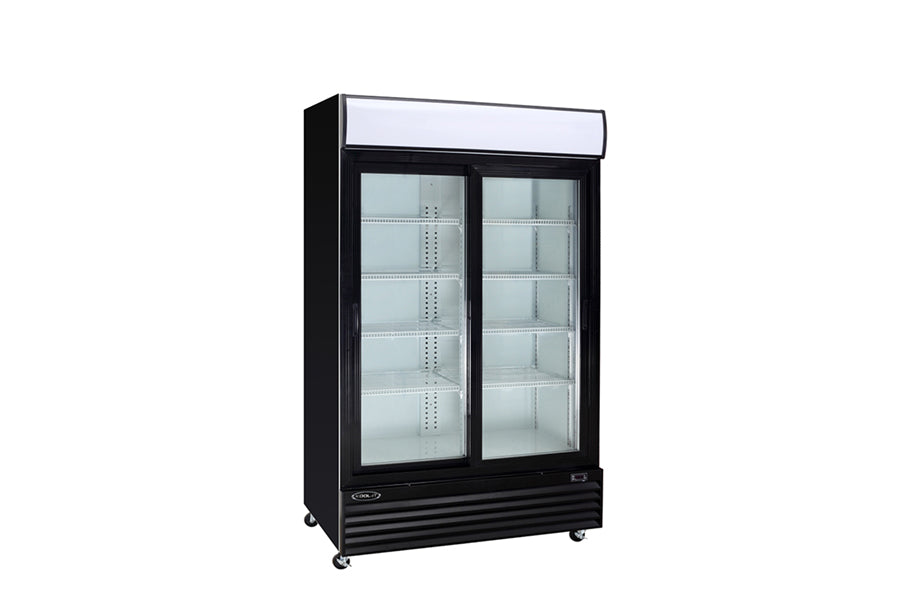 Kool-It KSM-42 | 52" Wide 2 Slide Door Black Merchandiser Refrigerator