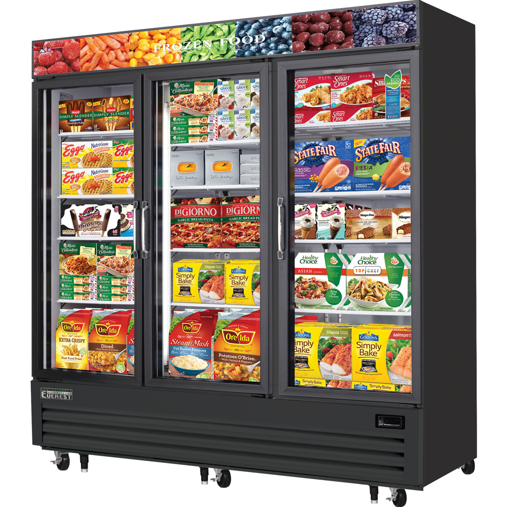 Everest | 75" Wide 3 Swing Door Bottom Mount Merchandiser Freezer