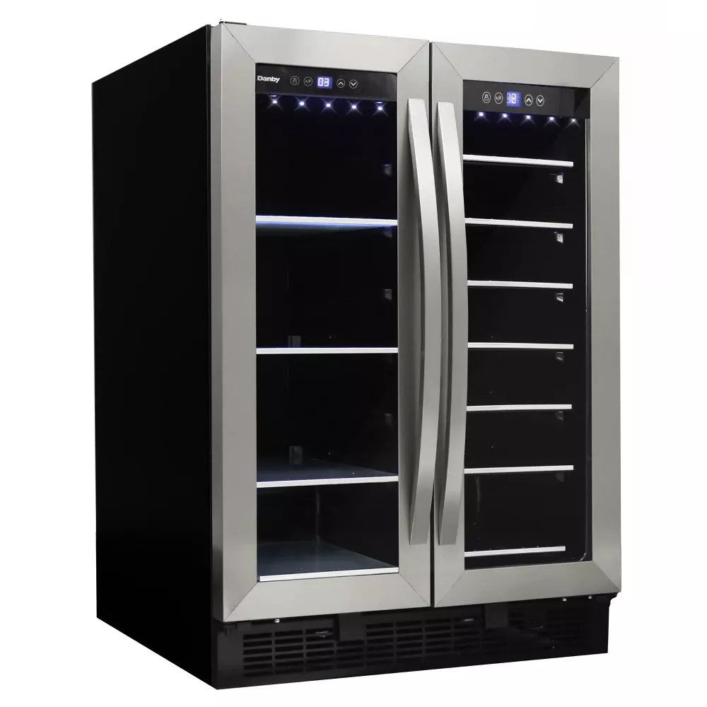 Danby DBC052A1BSS | 23.8" Wide Dual Zone 60 Can/27 Bottle Beverage & Wine Fridge