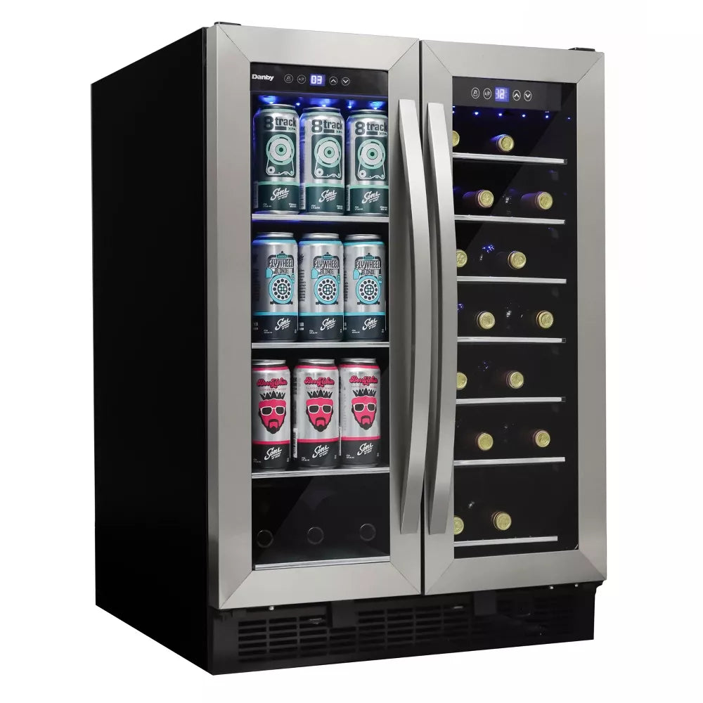 Danby DBC052A1BSS | 23.8" Wide Dual Zone 60 Can/27 Bottle Beverage & Wine Fridge