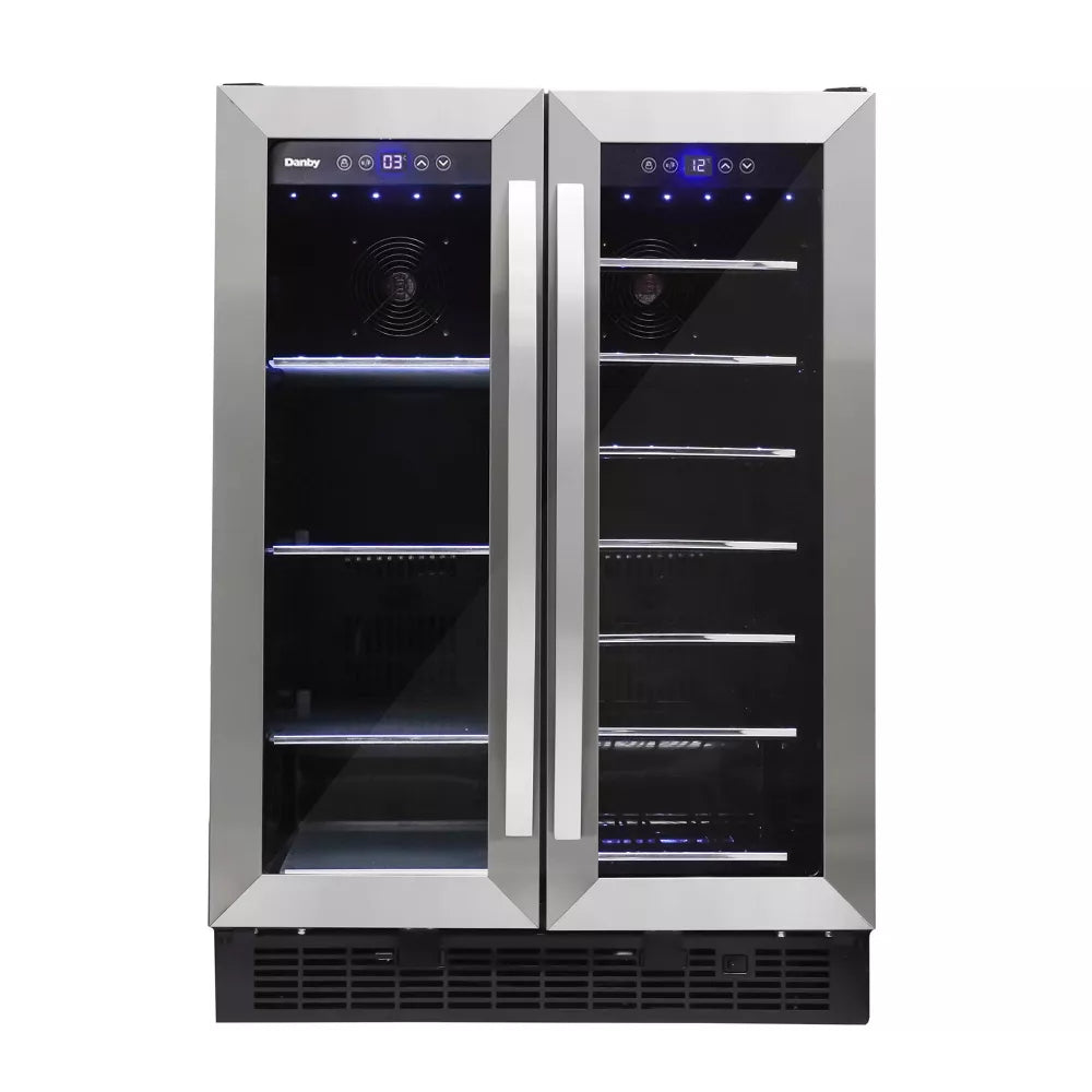 Danby DBC052A1BSS | 23.8" Wide Dual Zone 60 Can/27 Bottle Beverage & Wine Fridge