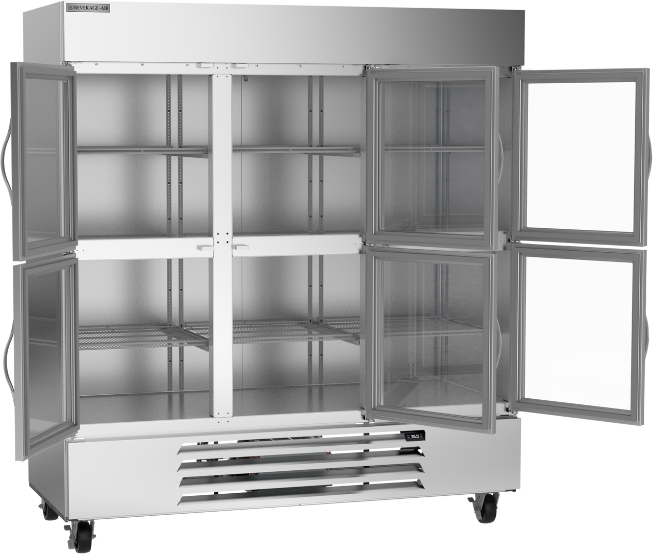 Beverage Air HBR72HC-1-HG | 75" Wide 6 Glass Door Bottom Mount Reach-In Refrigerator Horizon Series