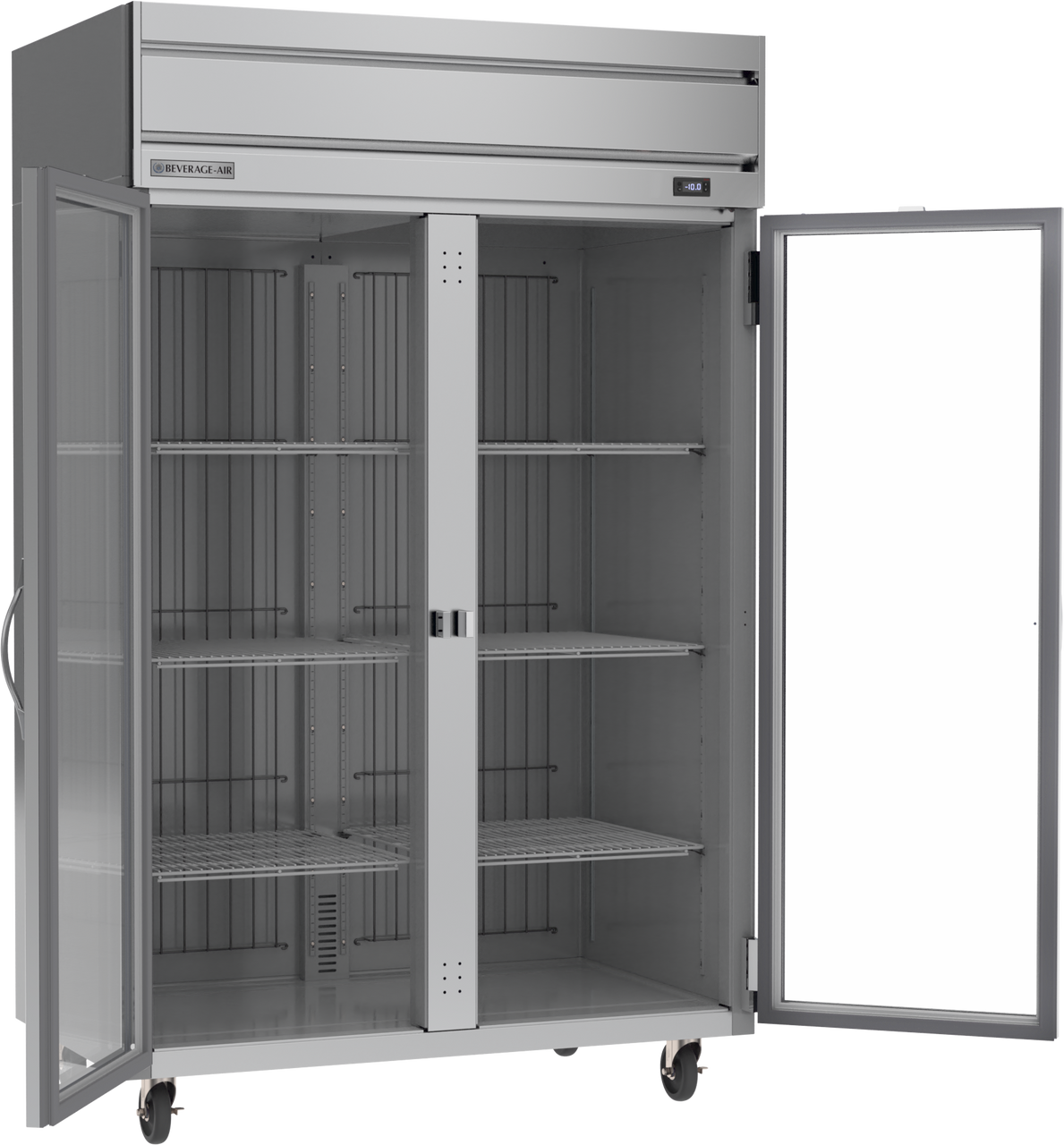 Beverage Air HF2HC-1G | 52" Wide 2 Glass Door Top Mount Reach-In Freezer Horizon Series