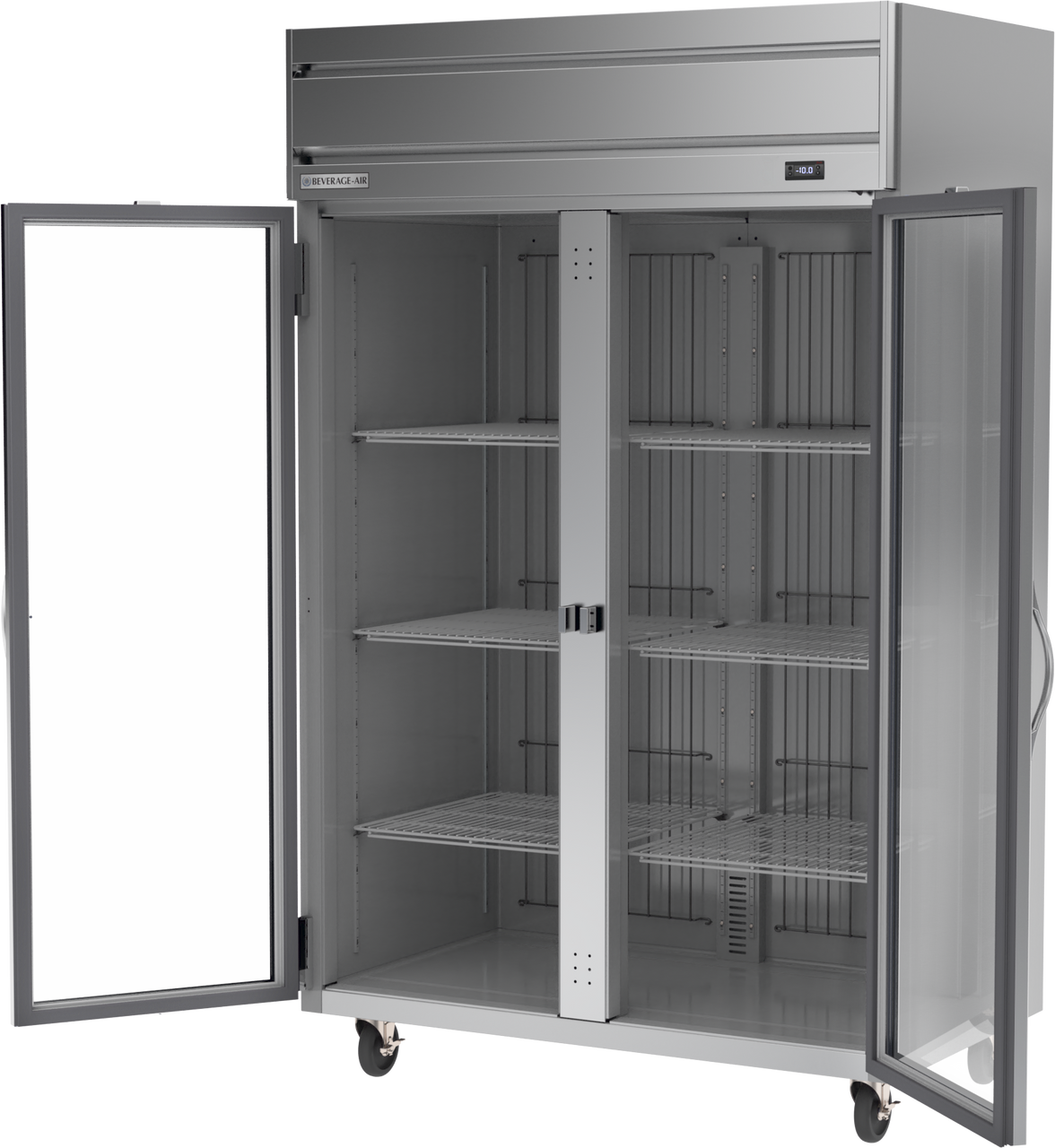 Beverage Air HF2HC-1G | 52" Wide 2 Glass Door Top Mount Reach-In Freezer Horizon Series