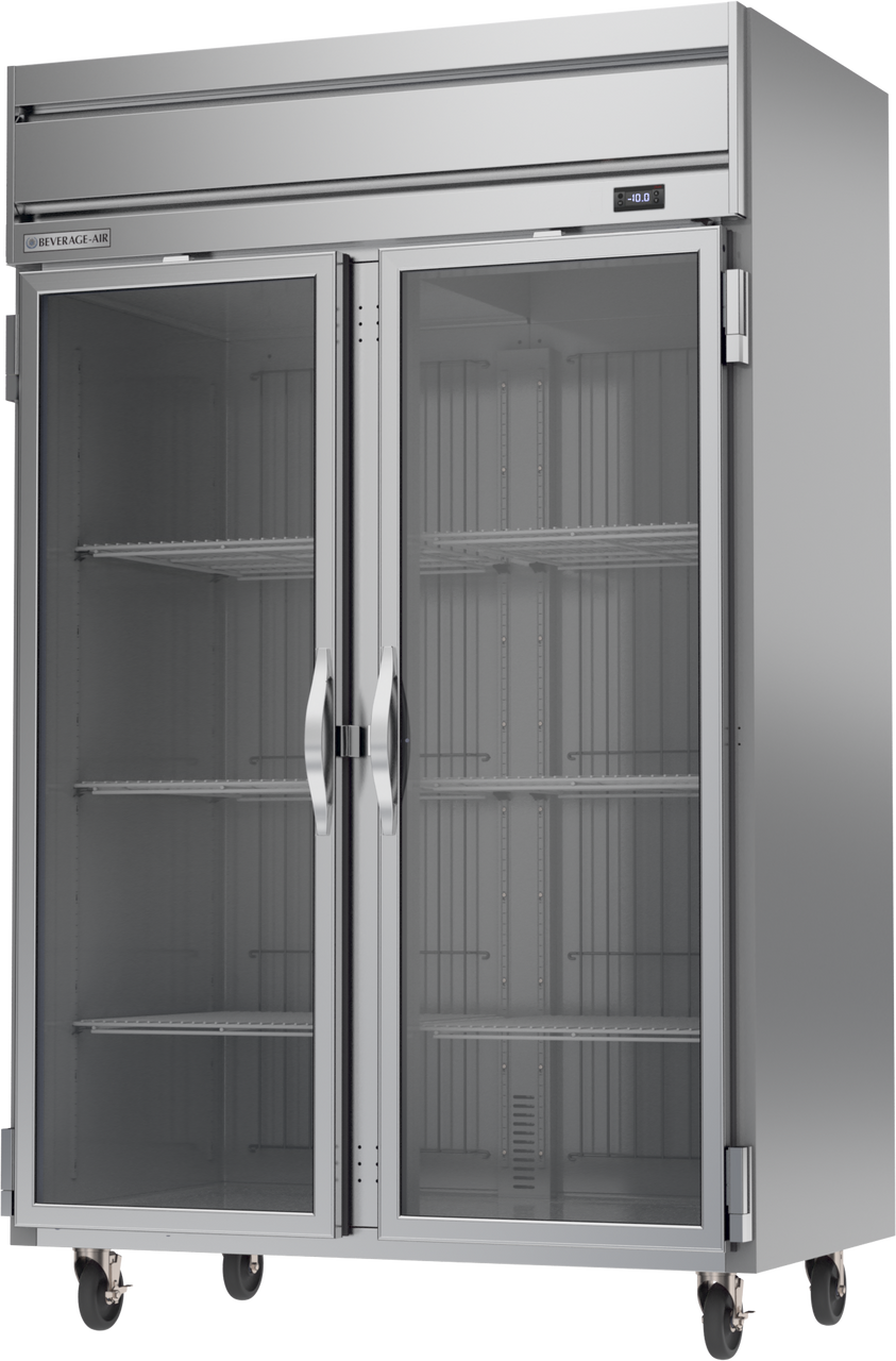 Beverage Air HF2HC-1G | 52" Wide 2 Glass Door Top Mount Reach-In Freezer Horizon Series