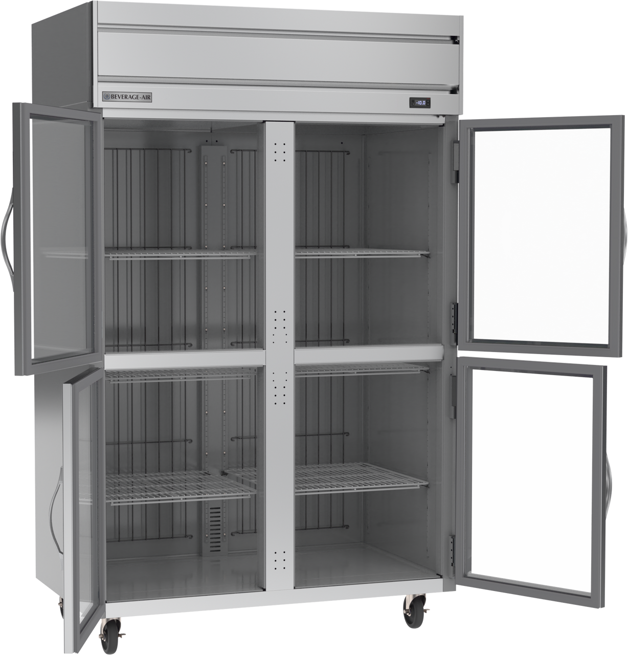 Beverage Air HF2HC-1HG | 52" Wide 4 Glass Door Top Mount Reach-In Freezer Horizon Series