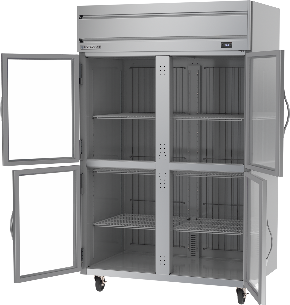 Beverage Air HF2HC-1HG | 52" Wide 4 Glass Door Top Mount Reach-In Freezer Horizon Series