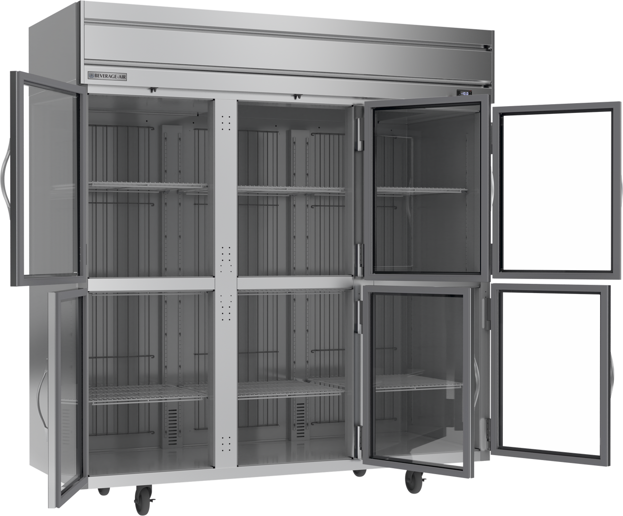 Beverage Air HF3HC-1HG | 78" Wide 6 Glass Door Top Mount Reach-In Freezer Horizon Series