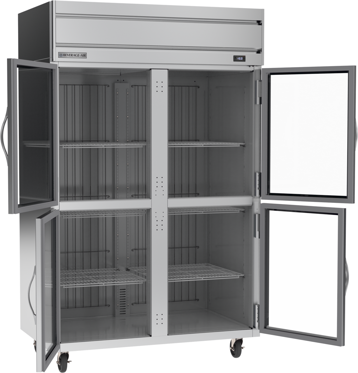 Beverage Air HFP2HC-1HG | 52" Wide 4 Glass Door Top Mount Reach-In Freezer Horizon Series