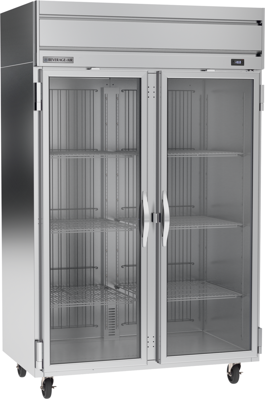 Beverage Air HFPS2HC-1G | 52" Wide 2 Glass Door Top Mount Reach-In Freezer Horizon Series