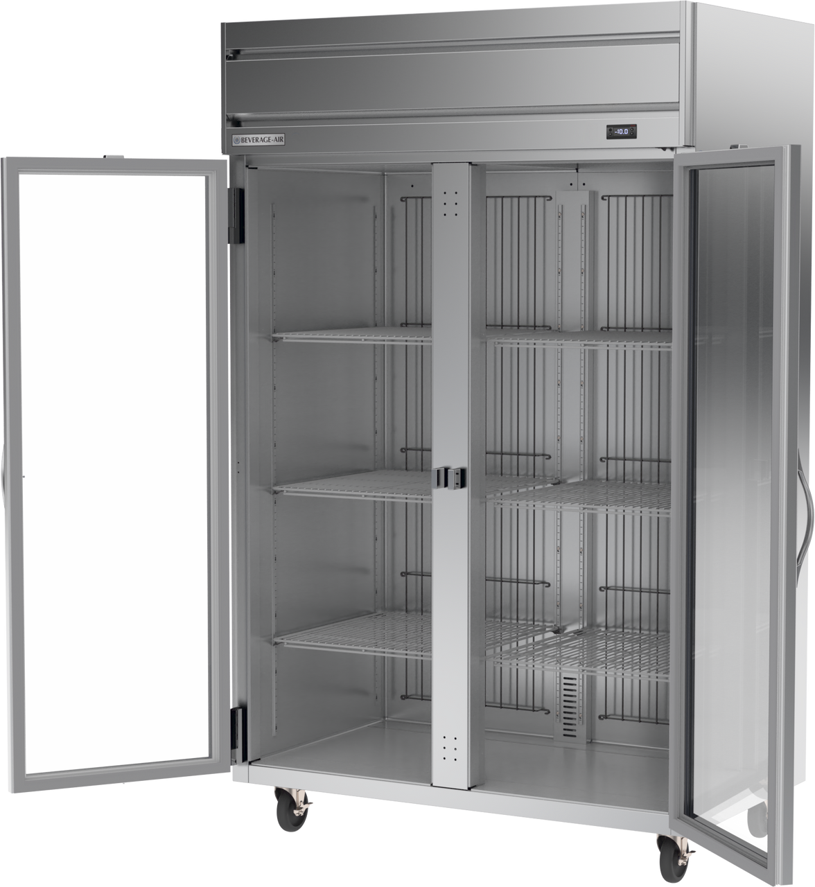 Beverage Air HFPS2HC-1G | 52" Wide 2 Glass Door Top Mount Reach-In Freezer Horizon Series