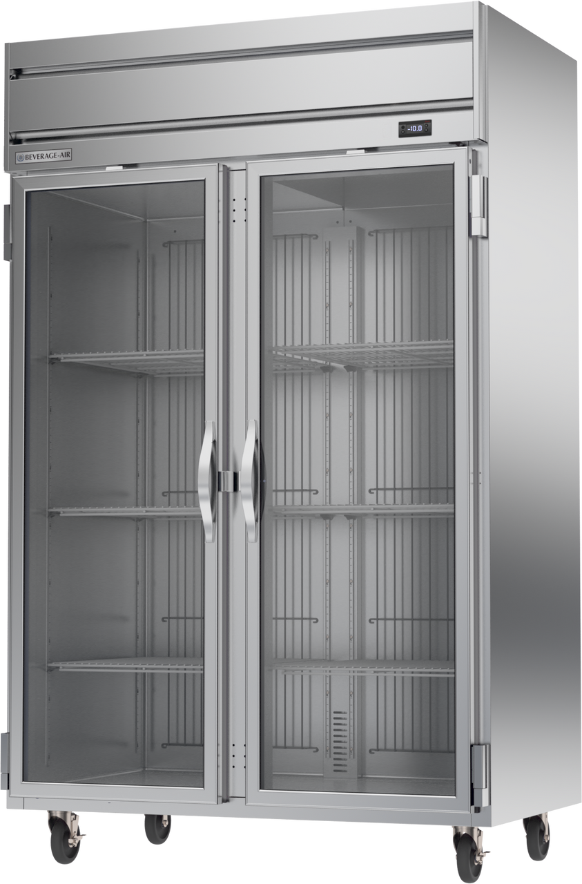 Beverage Air HFPS2HC-1G | 52" Wide 2 Glass Door Top Mount Reach-In Freezer Horizon Series