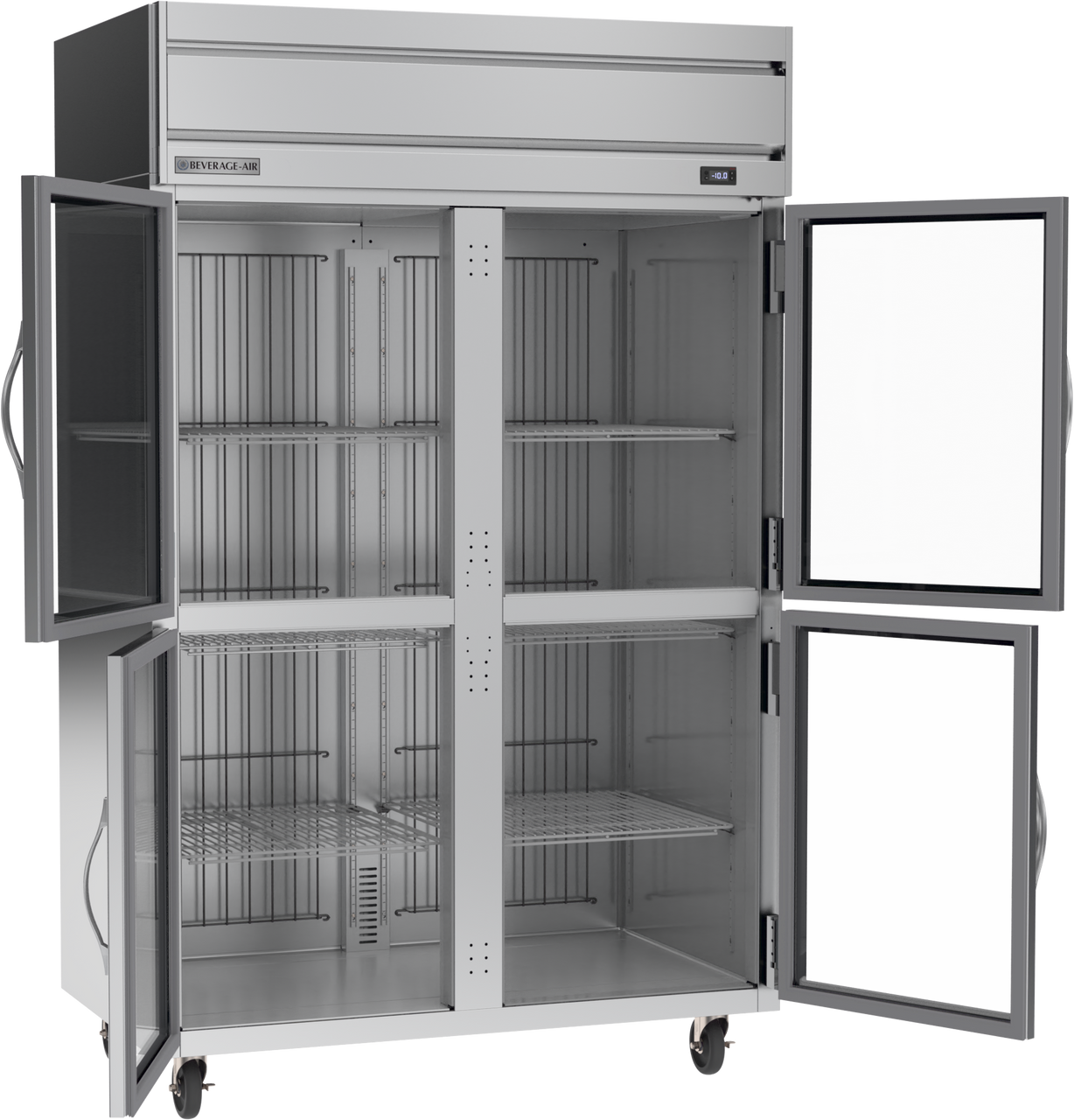 Beverage Air HFPS2HC-1HG | 52" Wide 4 Glass Door Top Mount Reach-In Freezer Horizon Series